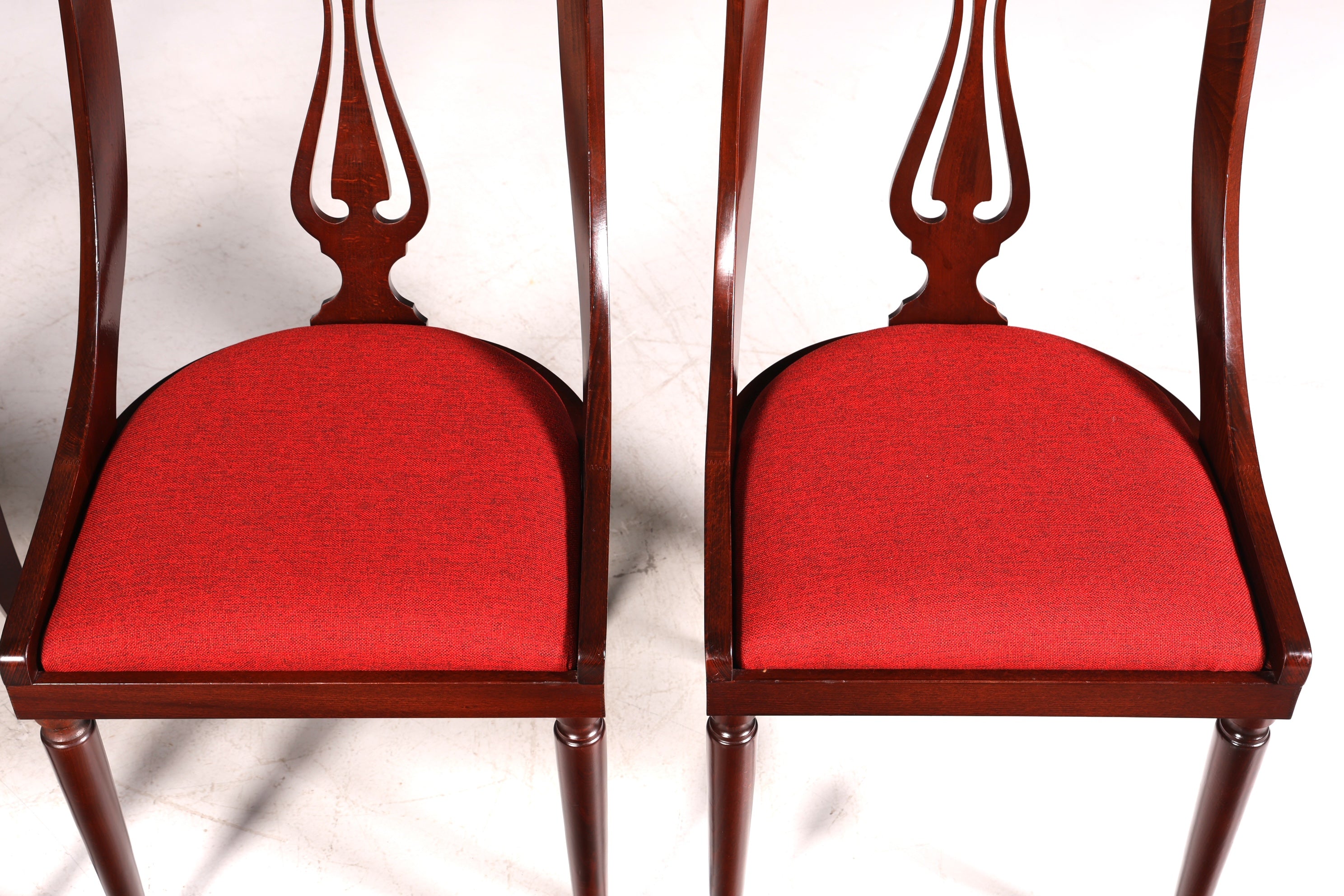 4x Elegant English Chairs, English Gondola Chair Set, Dining Chairs, Antique 60s Mahogany Kitchen Chairs, Chair Set