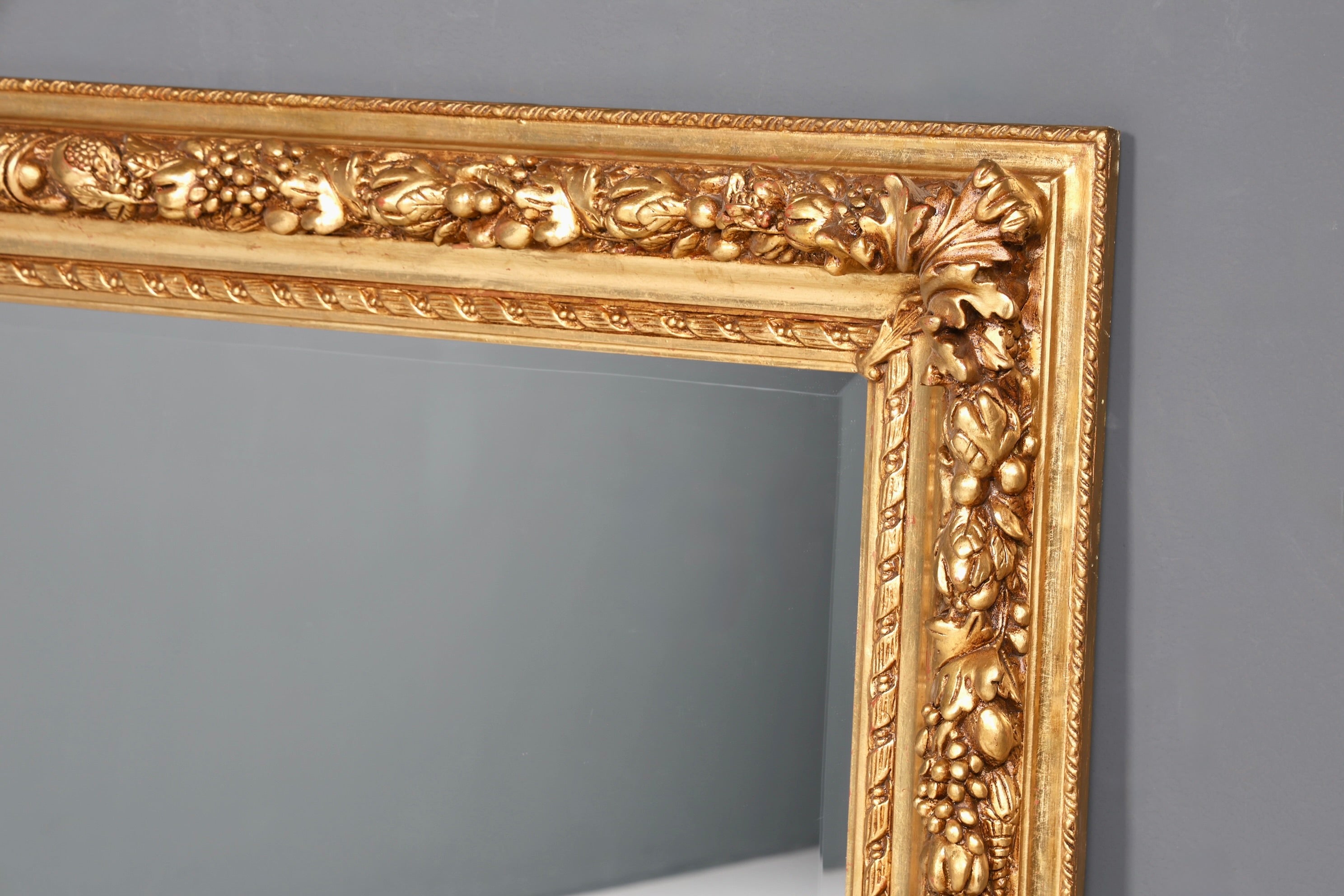 Impressive XXL ornate Baroque style standing mirror, antique style, gold ornament, hallway mirror