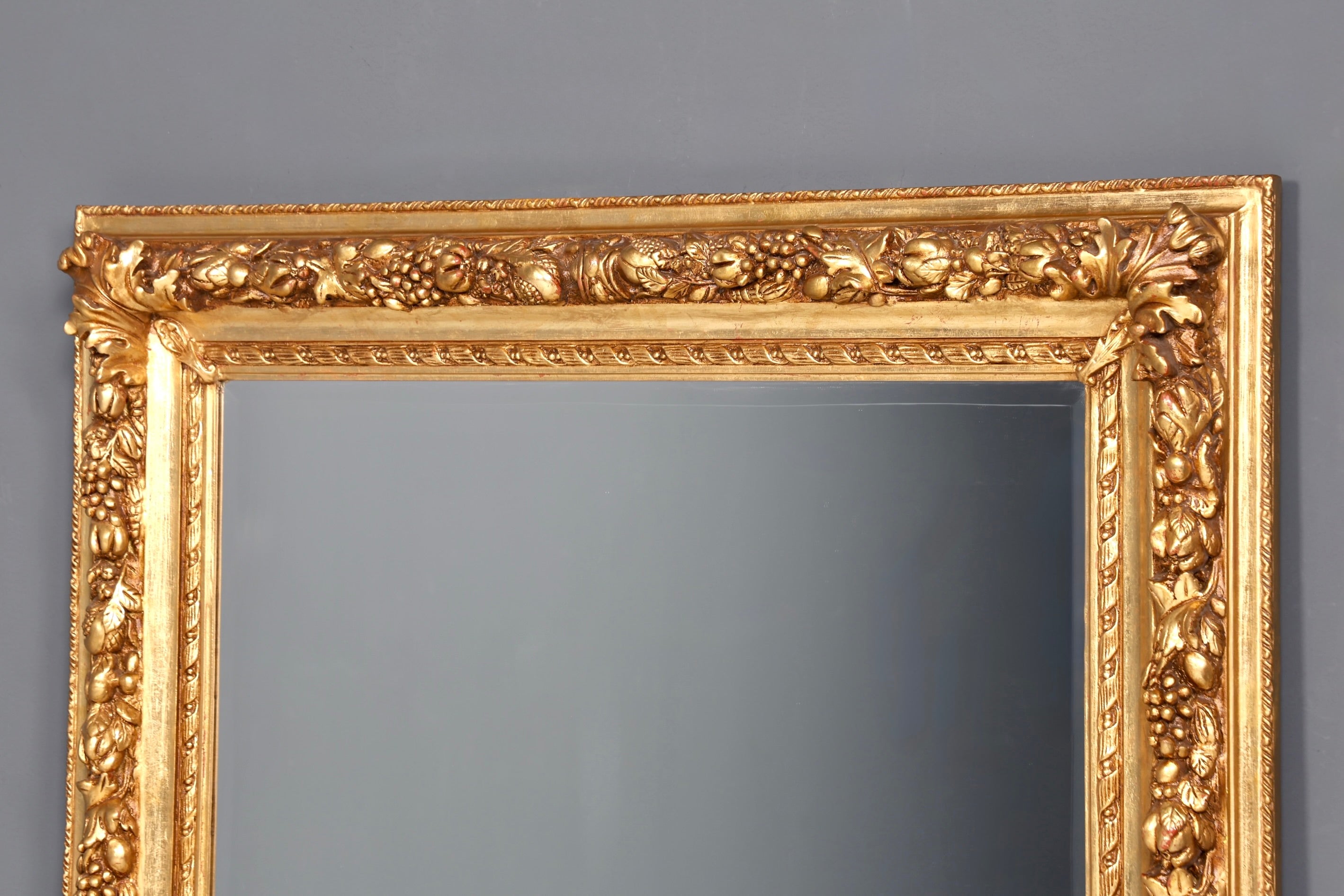 Impressive XXL ornate Baroque style standing mirror, antique style, gold ornament, hallway mirror