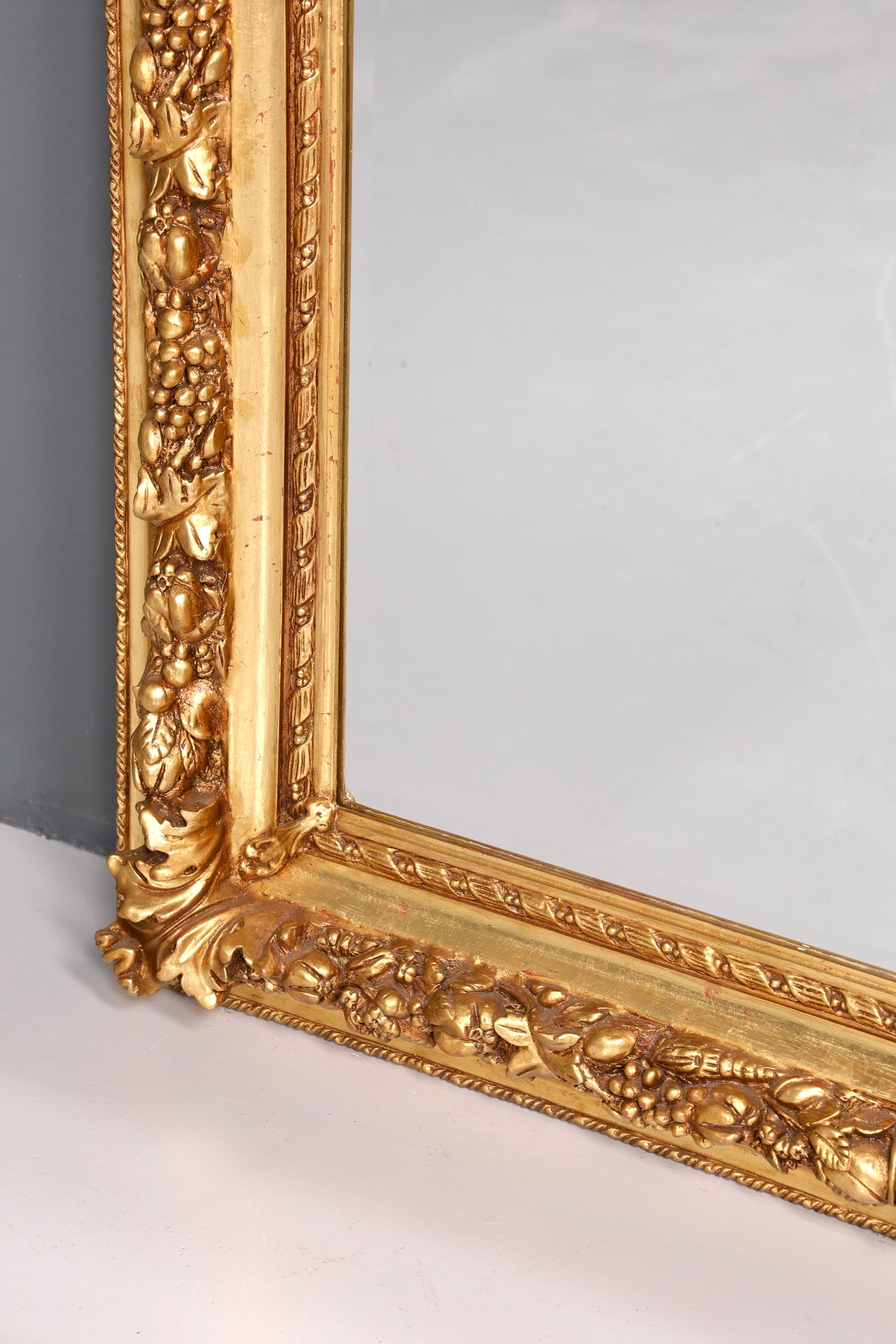 Impressive XXL ornate Baroque style standing mirror, antique style, gold ornament, hallway mirror