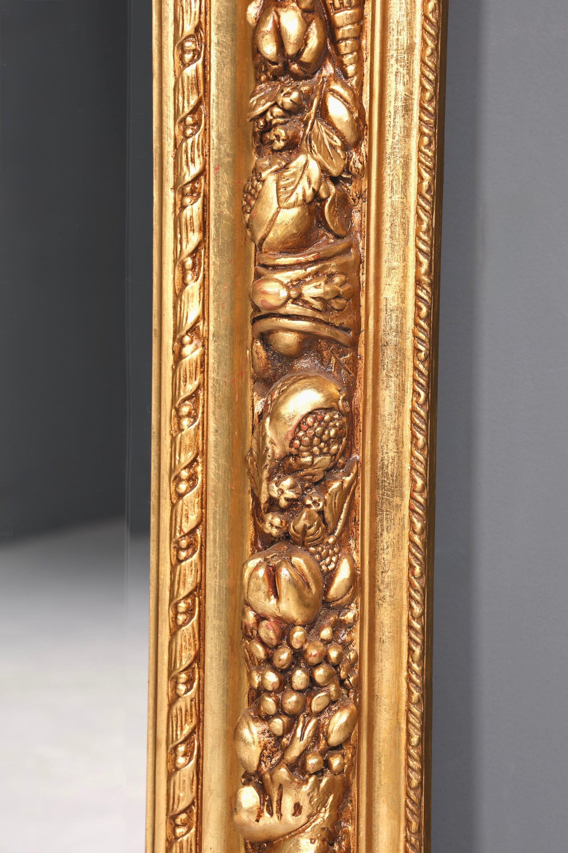 Impressive XXL ornate Baroque style standing mirror, antique style, gold ornament, hallway mirror