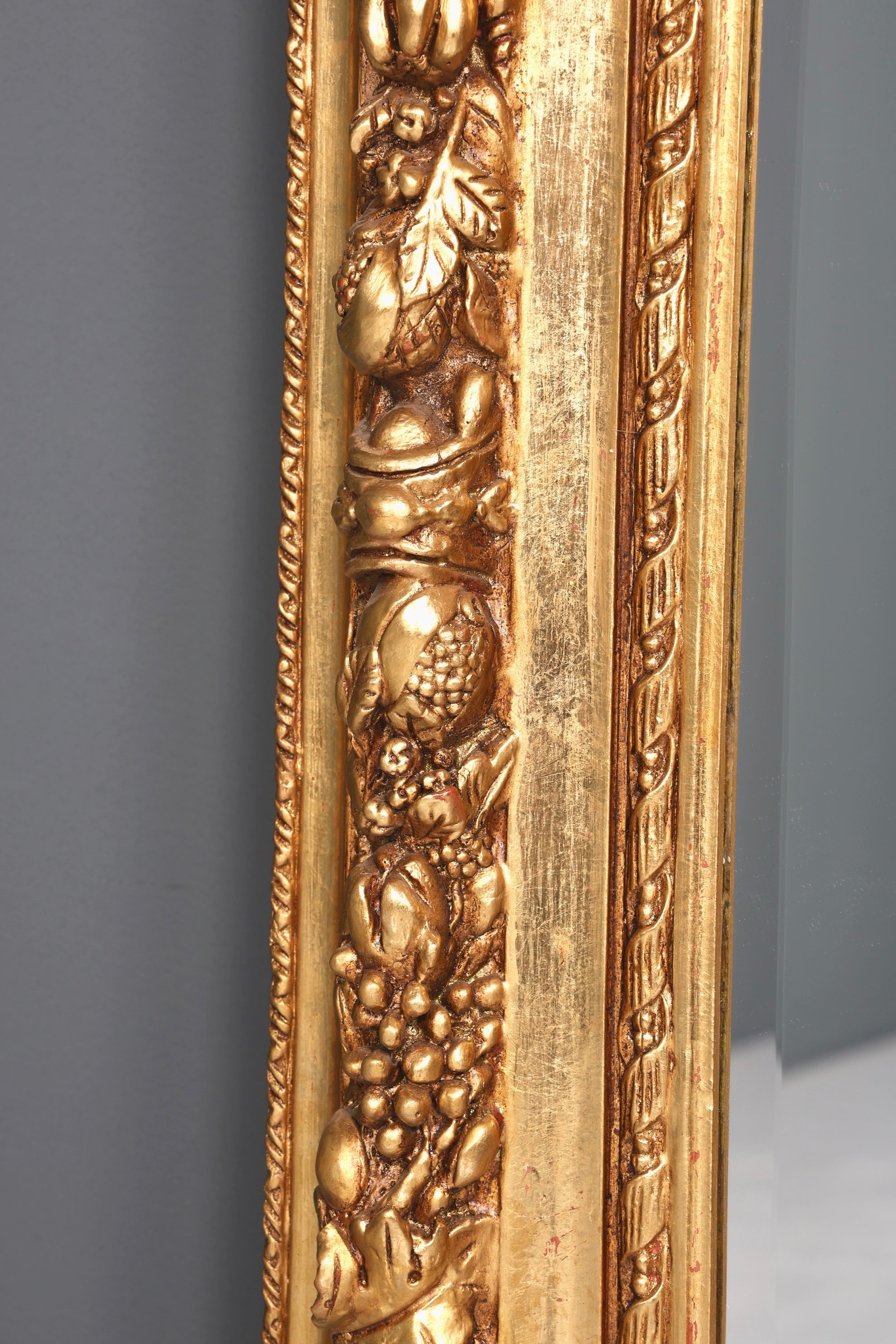 Impressive XXL ornate Baroque style standing mirror, antique style, gold ornament, hallway mirror