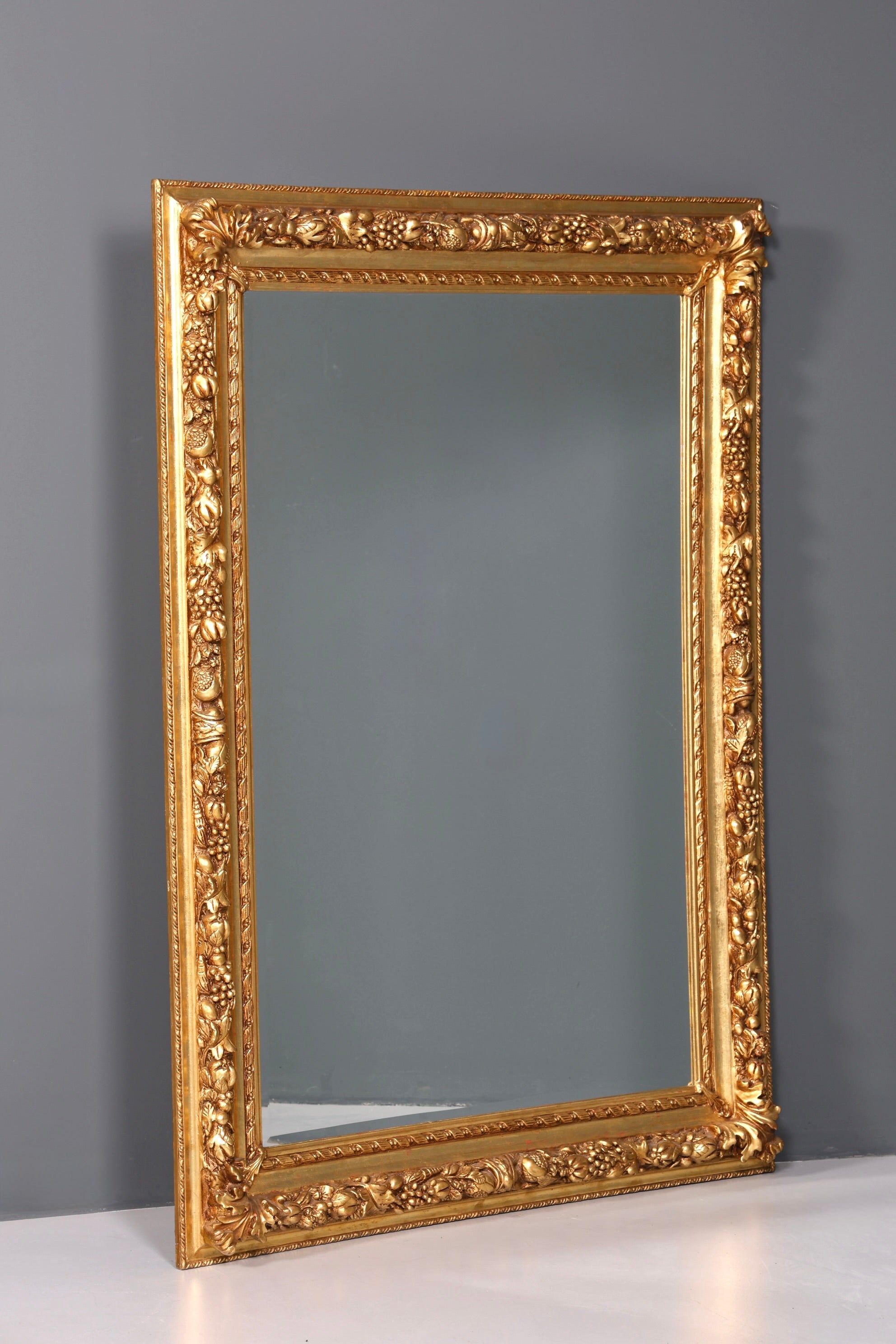 Impressive XXL ornate Baroque style standing mirror, antique style, gold ornament, hallway mirror