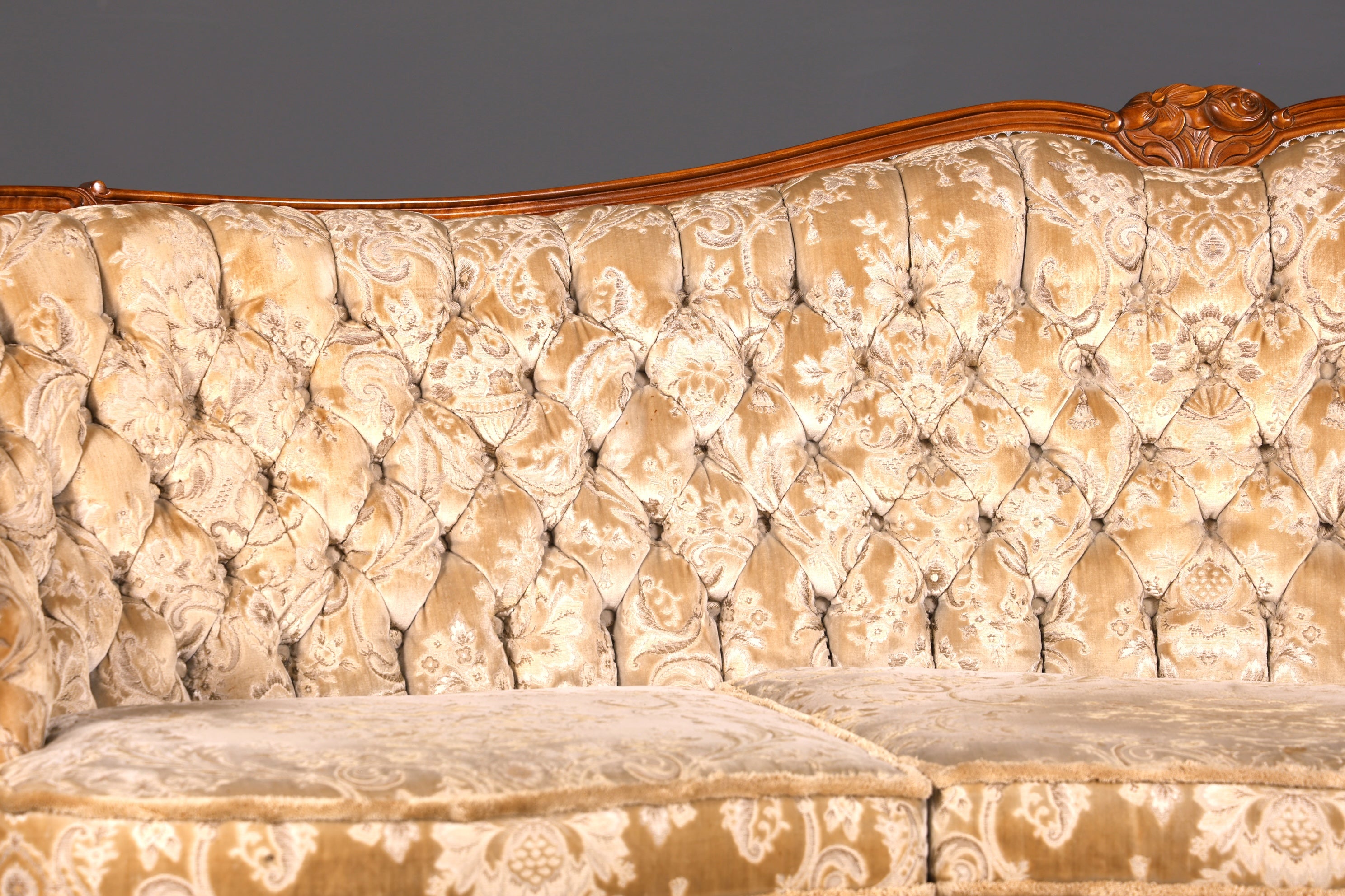 Wunderschönes Chippendale Sofa Barock Stil Couch Samt Stoff 3 Sitzer Canapé