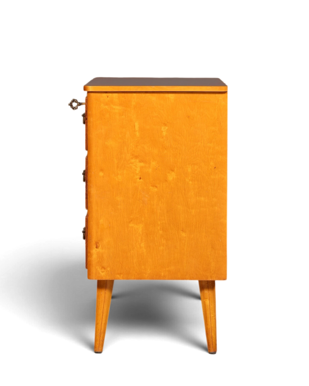 Hauptstadt Möblerei Mid Century Kommode aus massivem Holz im Danish Design mit schöner Maserung, Seitenansicht