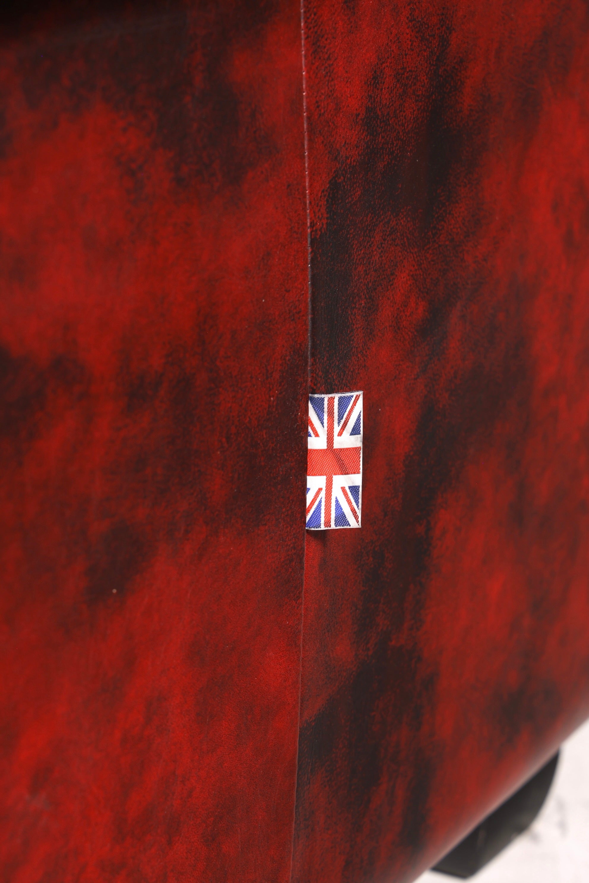 Wunderschönes seltenes Original Chesterfield Sofa mit Hocker 4- Sitzer echt Leder Oxblood Couch Englisch Eckcouch