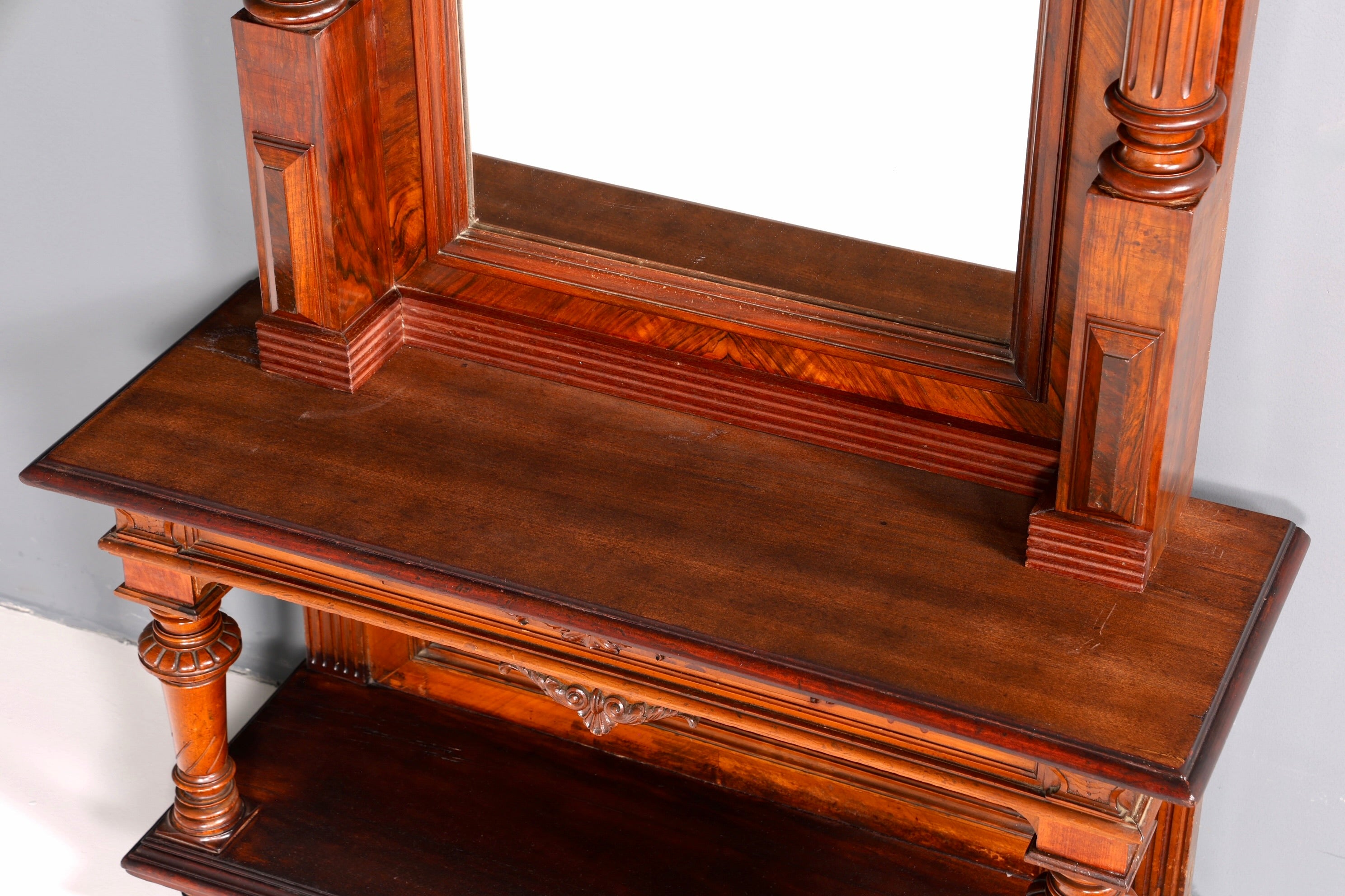 Beautiful Gründerzeit console table with mirror top and shelf, circa 1880, antique hallway mirror, Trimeau