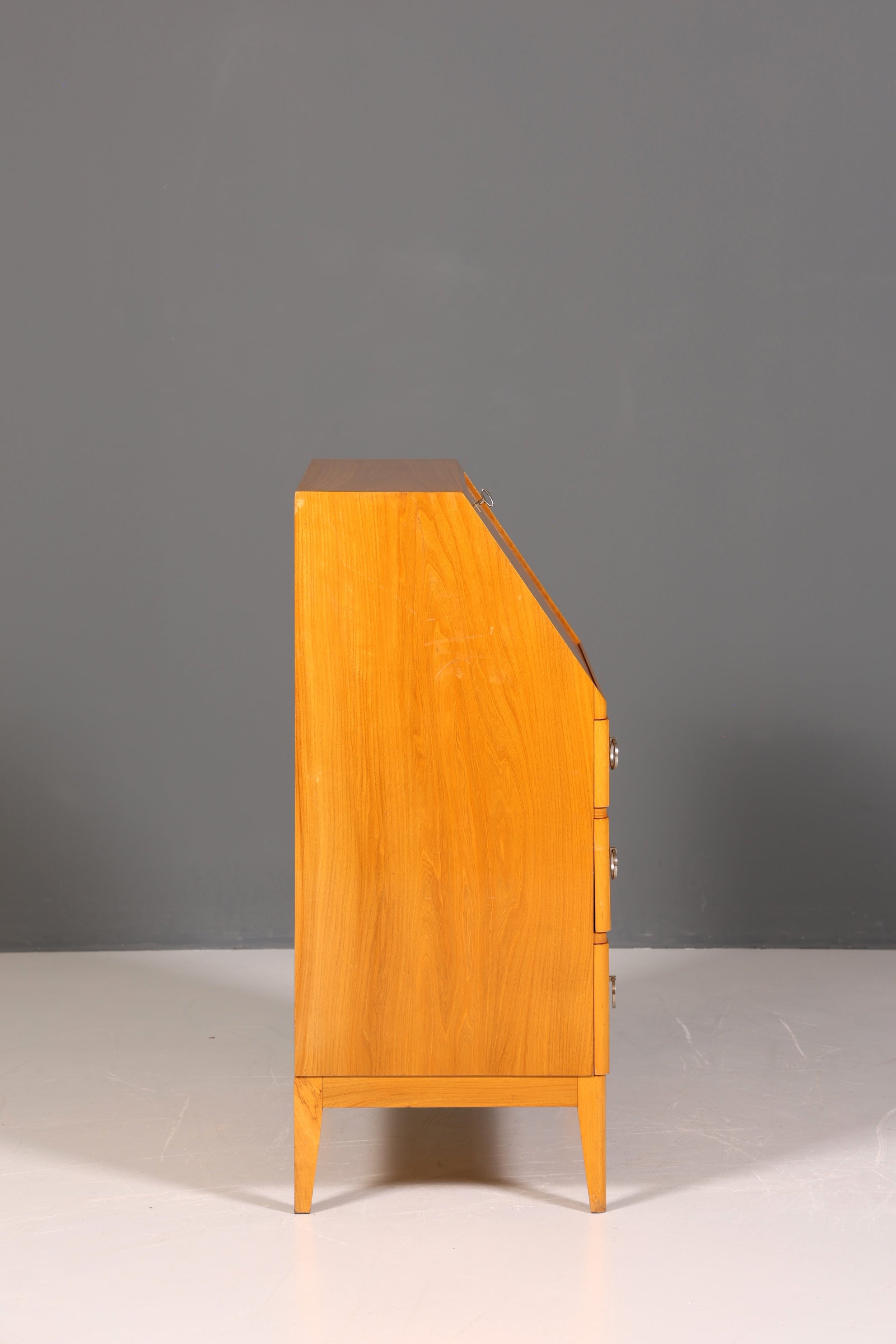 Schlichter Mid Century Sekretär Vintage Schreibmöbel echt Holz Kommode Retro Office Secretary