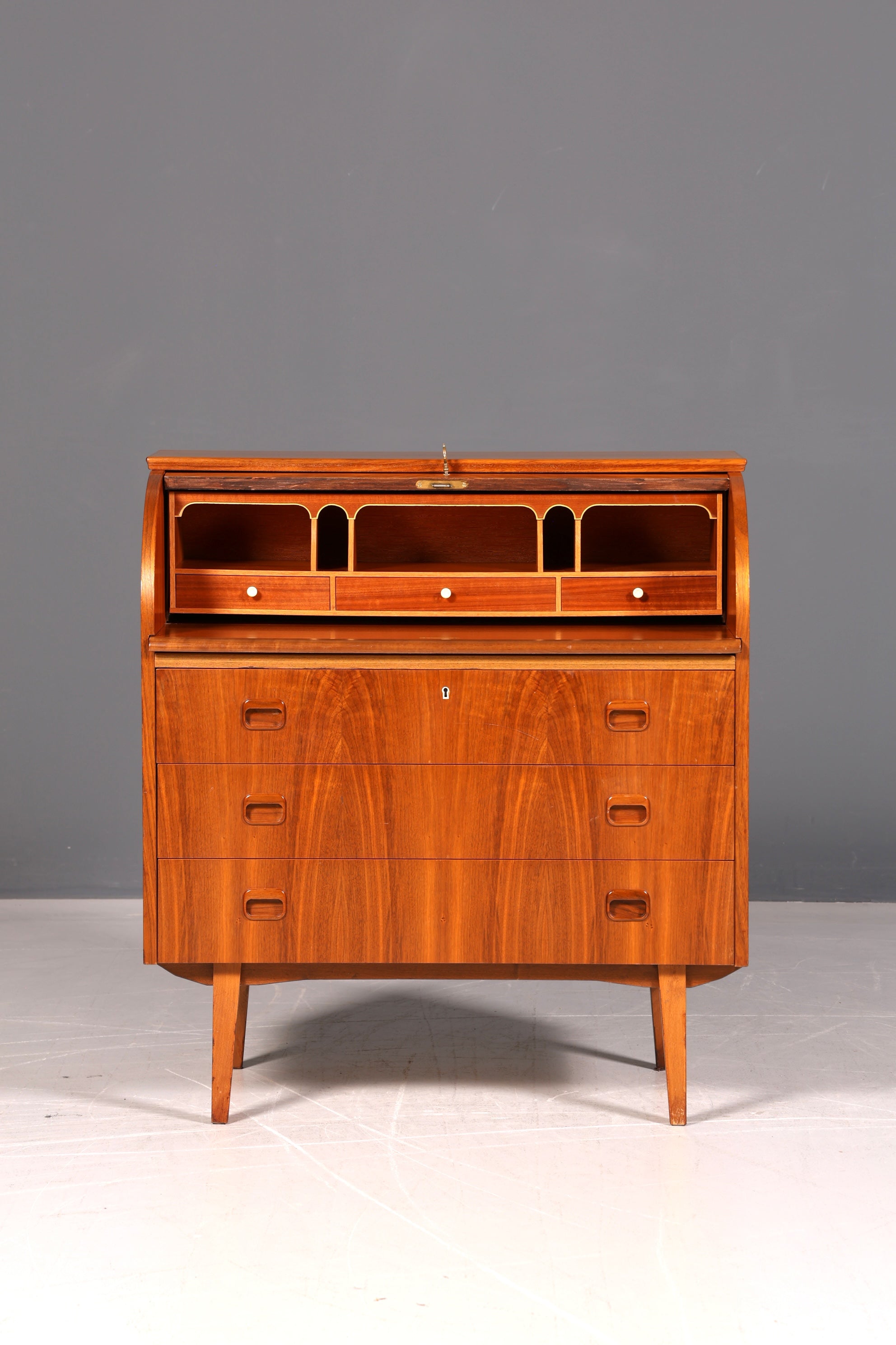 Wunderschöner Mid Century Rollladen Sekretär Danish Design Schreibkommode 60er Jahre Vintage