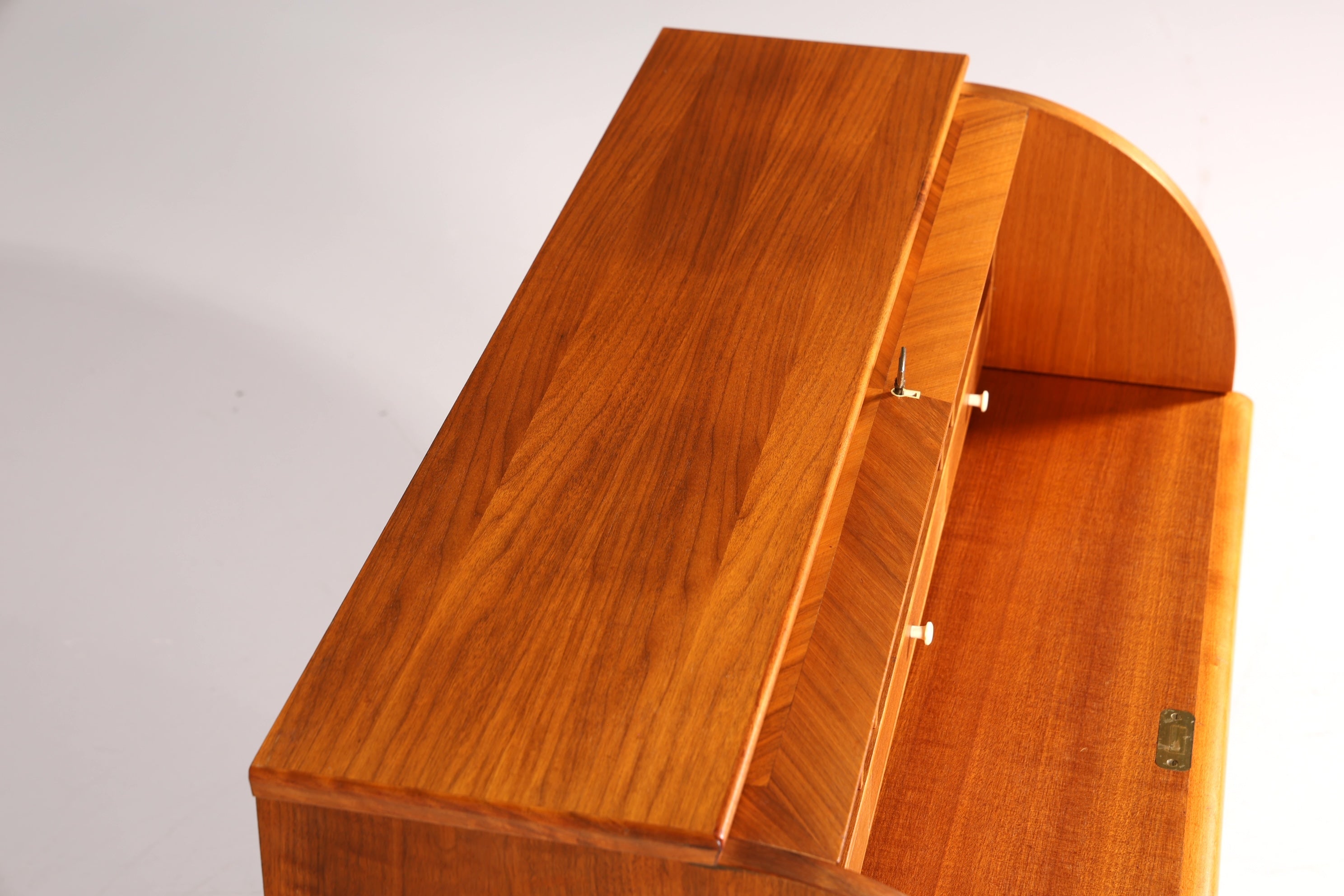 Stilvoller Mid Century Rollladen Sekretär echt Holz Büro Schrank Vintage Schreibkommode