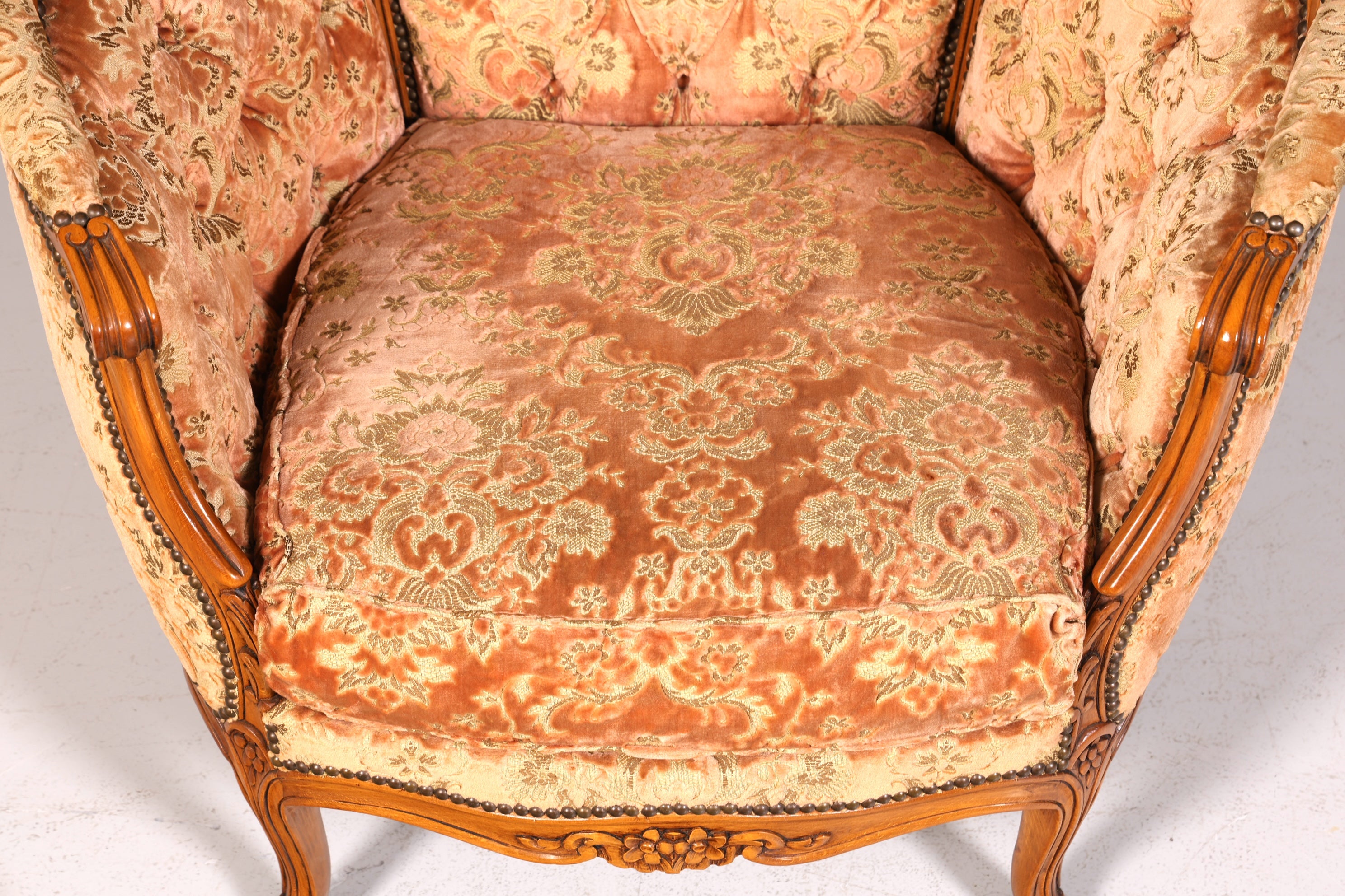 Wunderschöner Chippendale Armlehnsessel Barock Stil Sessel Armchair Samt Stoff Rococo Stil Sessel 1 von 2