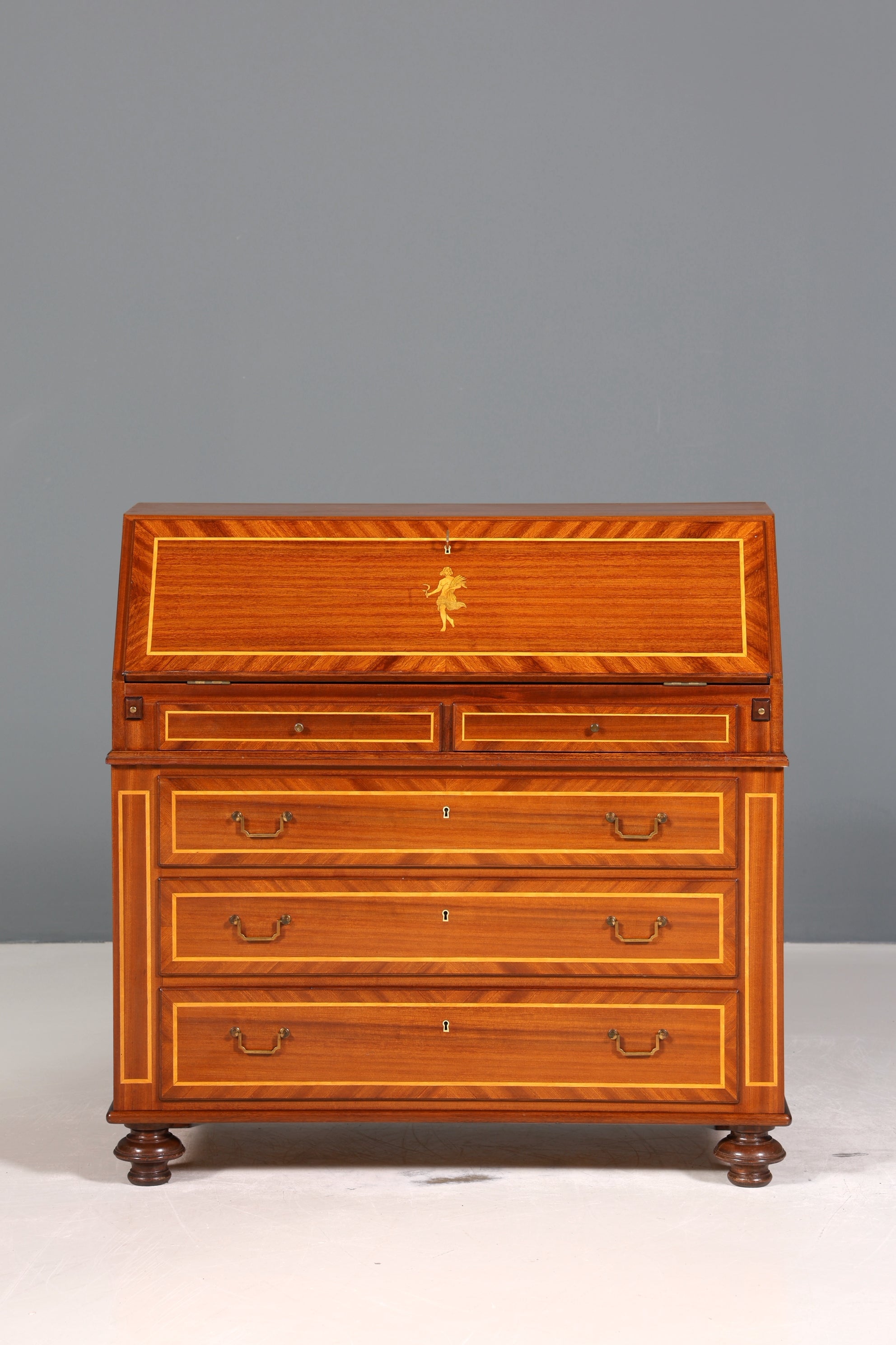 Wunderschöner Englischer Sekretär Schreibkommode echt Holz Schreibtisch Intarsien Kommode