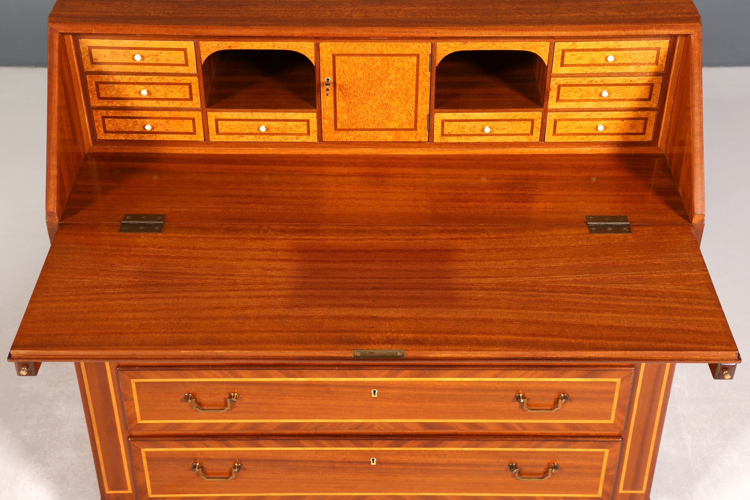 Wunderschöner Englischer Sekretär Schreibkommode echt Holz Schreibtisch Intarsien Kommode