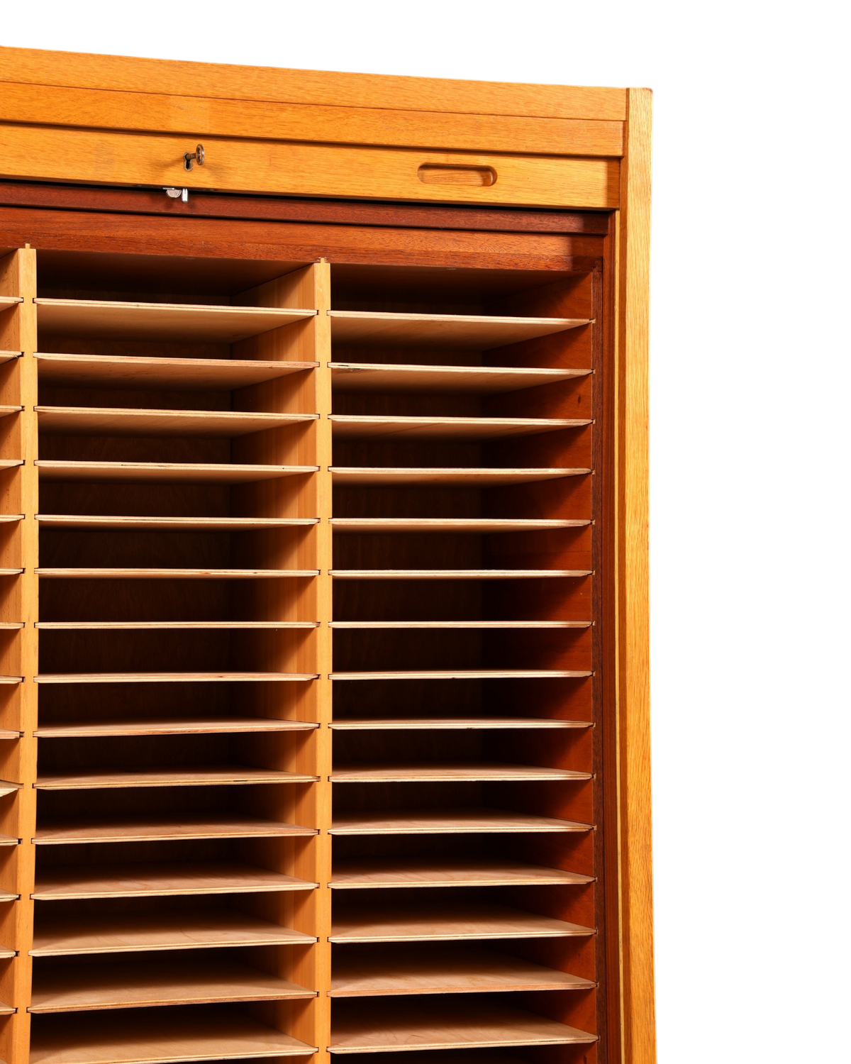 Schlichter Mid Century Rollladenschrank Bauhaus Vintage Apothekerschrank Art Deco Büro Aktenschrank