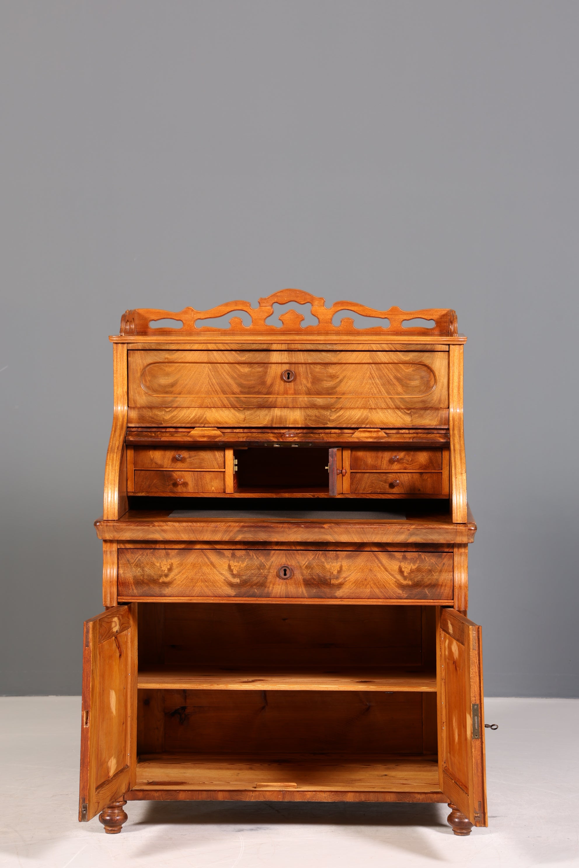 Beeindruckender Louis Philippe Sekretär Antik Rollladen Sekretär Schreibtisch Nussbaum Aufsatzsekretär