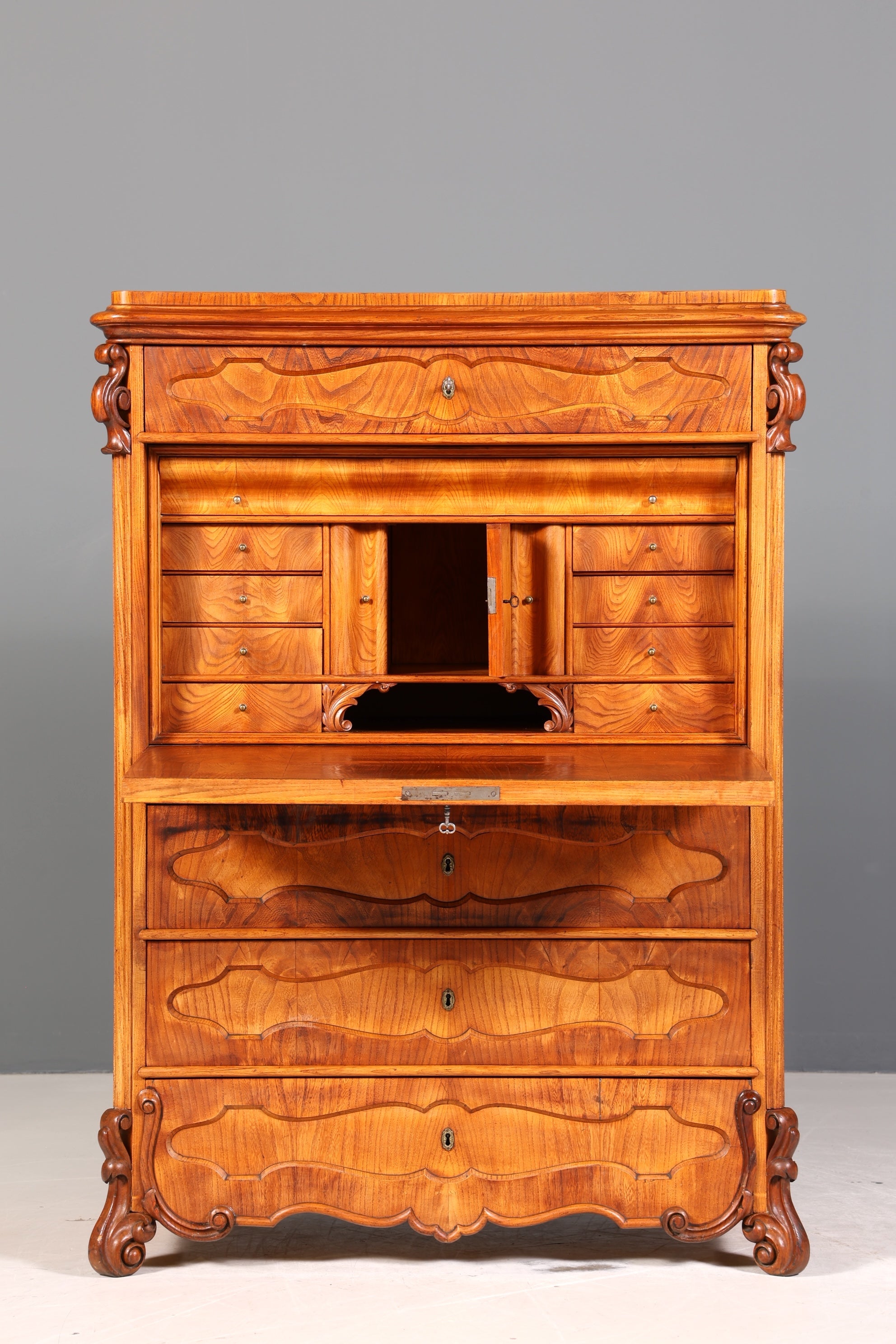 Edler Louis Philippe Sekretär um 1880 Gründerzeit Antik Vertiko Schrank Chiffoniere Schubladenkommode