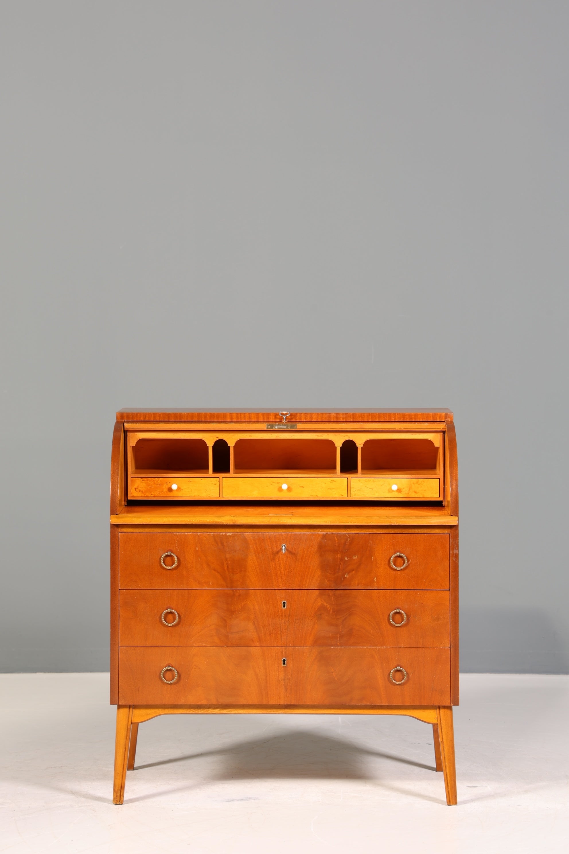 Wunderschöner Mid Century Rollladen Sekretär echt Holz Büro Schrank Vintage Schreibkommode