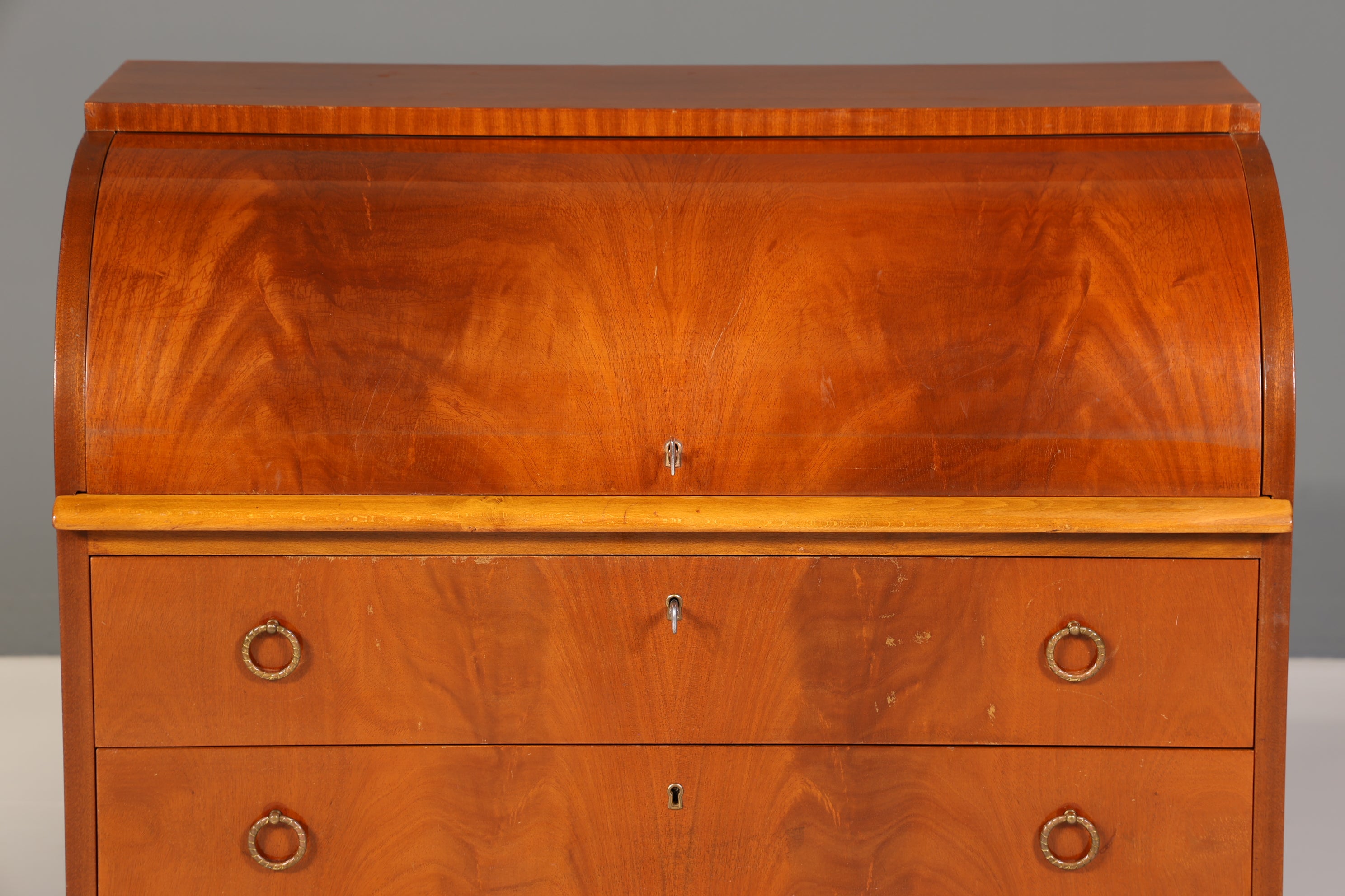 Wunderschöner Mid Century Rollladen Sekretär echt Holz Büro Schrank Vintage Schreibkommode