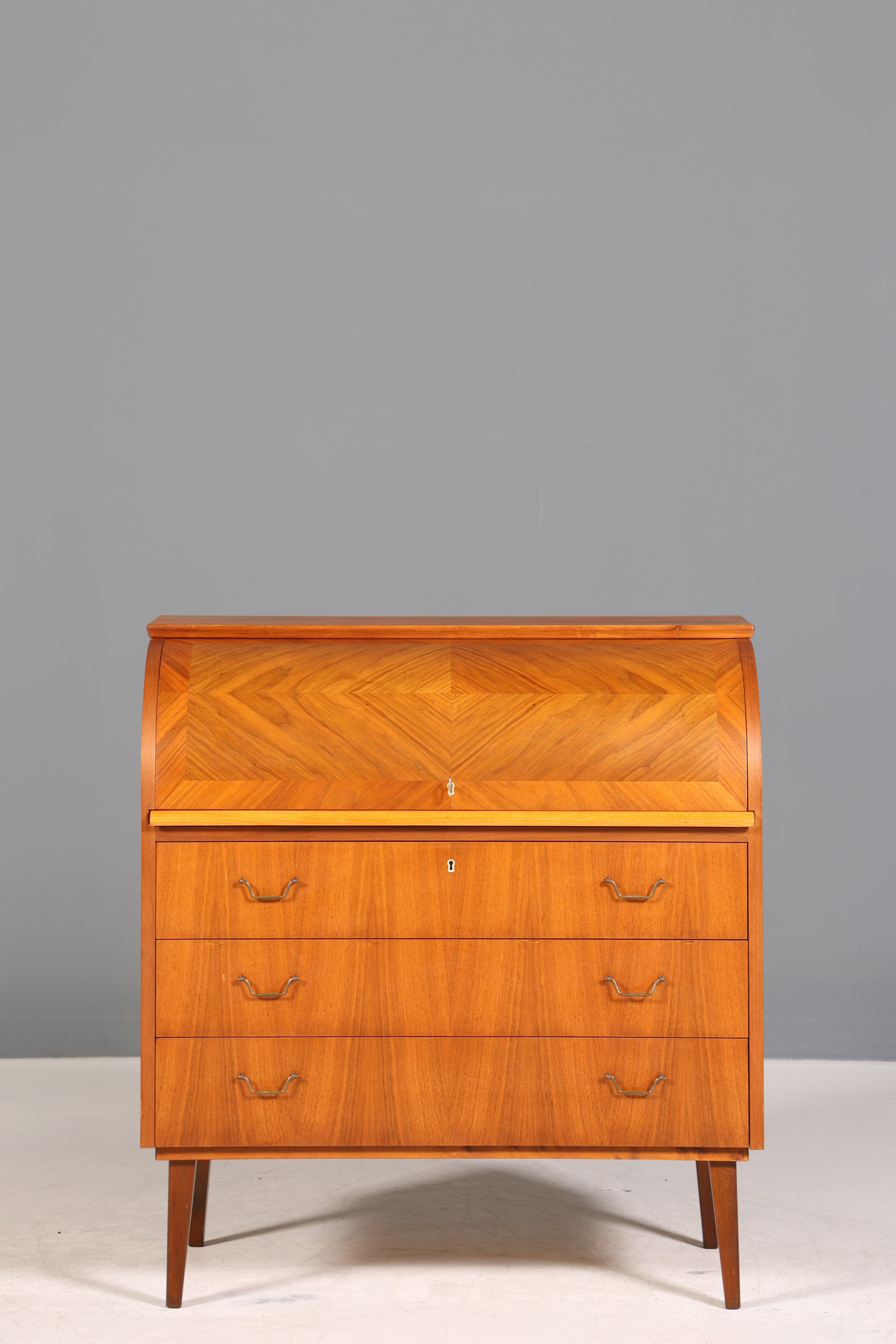 Traumhafter Mid Century Rollladen Sekretär echt Holz Büro Schrank Vintage Schreibkommode