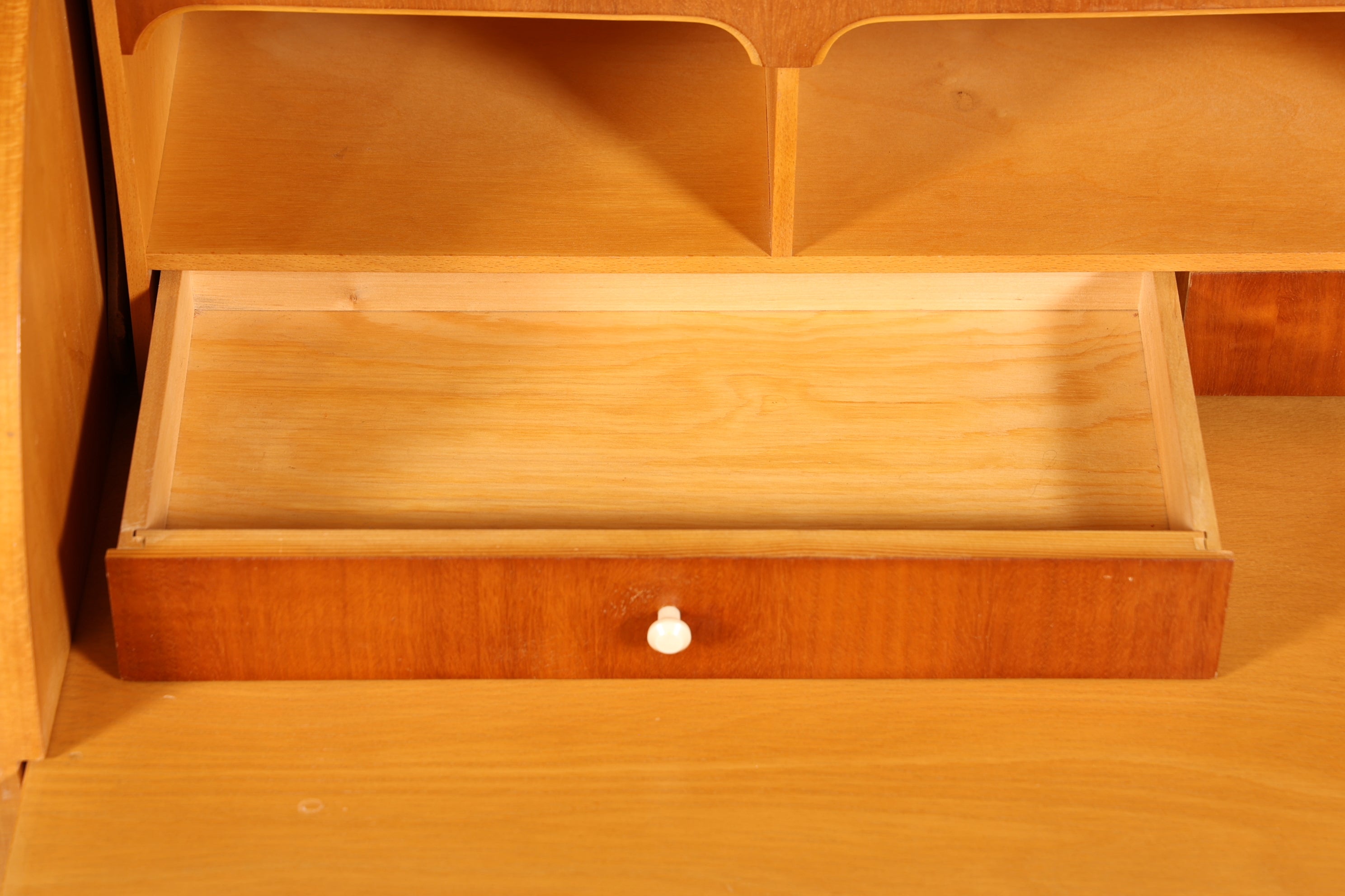 Stilvoller Mid Century Rollladen Sekretär echt Holz Büro Schrank Vintage Schreibkommode