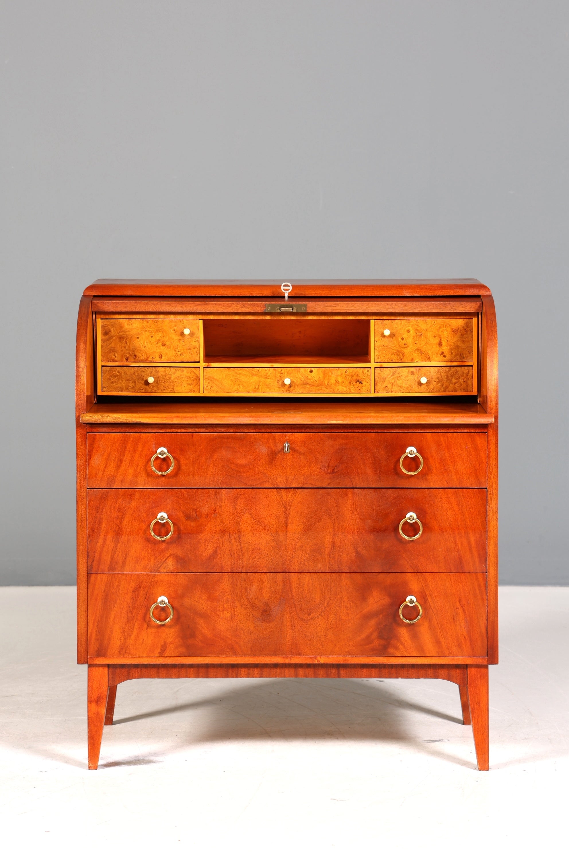 Traumhafter Mid Century Rollladen Sekretär echt Holz Büro Schrank Vintage Schreibkommode