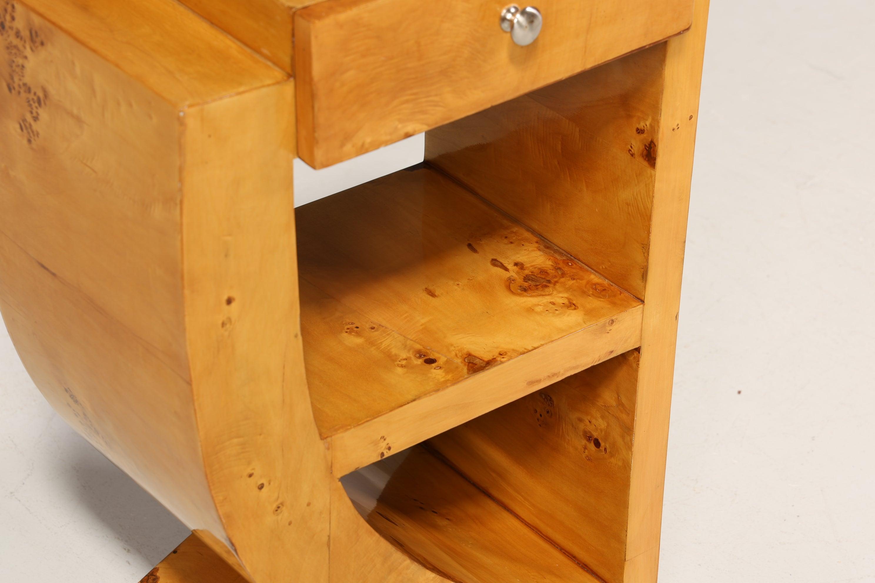 2x Wunderschöne Art Deco Stil Beistelltische Birke Ablagetisch Set Nachttische Kommode