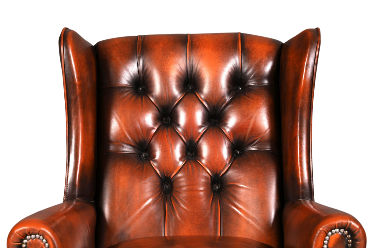 Original Chesterfield Ohrenbacken Sessel Englisch Leder Herrensessel UK Armlehnsessel