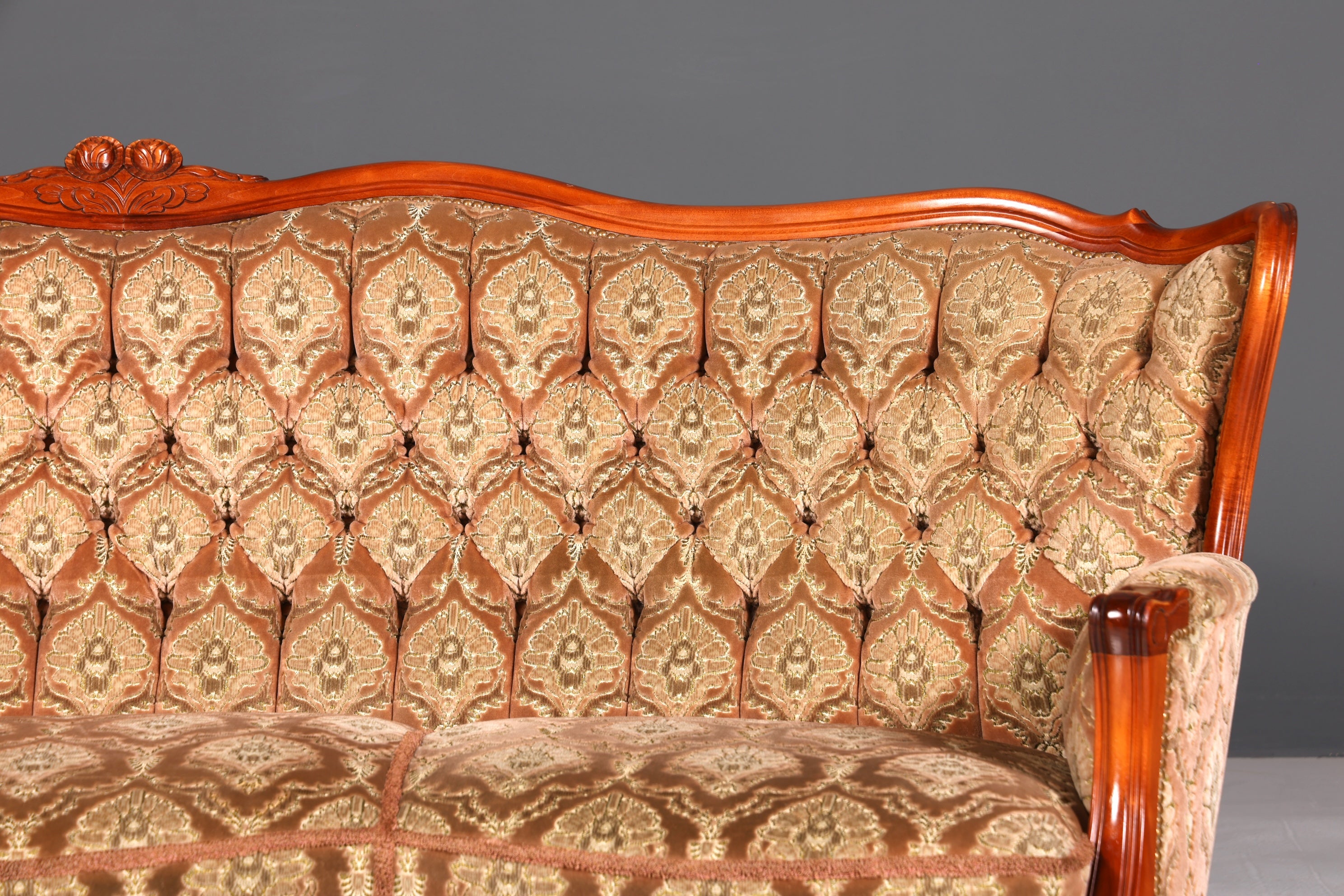 F902 Finish cm Wunderschönes Chippendale Sofa Barock Stil Couch Samt Stoff 3 Sitzer