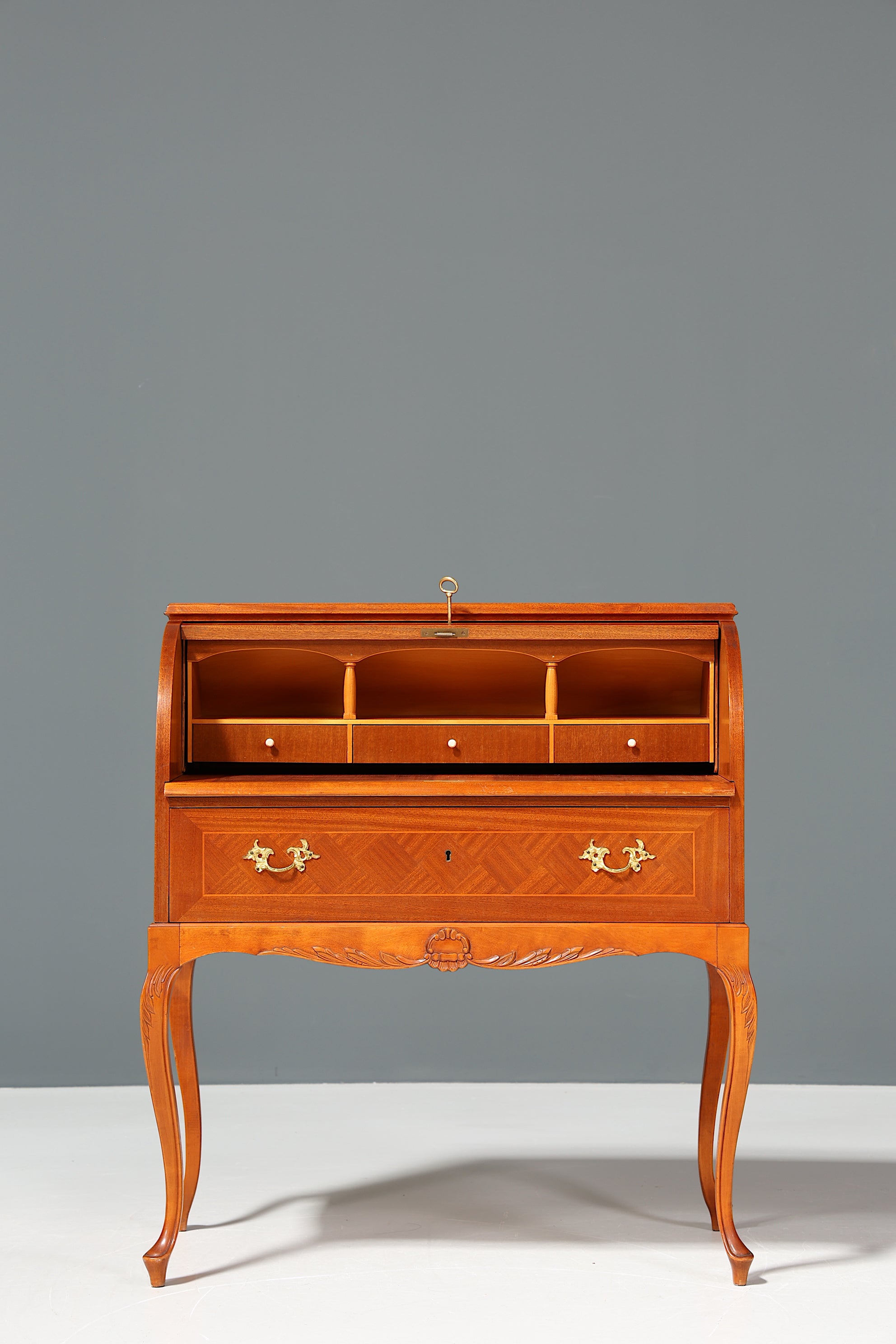 Stilvoller Schwedischer Rolladen Sekretär echt Holz Büro Kommode skandinavisches Design