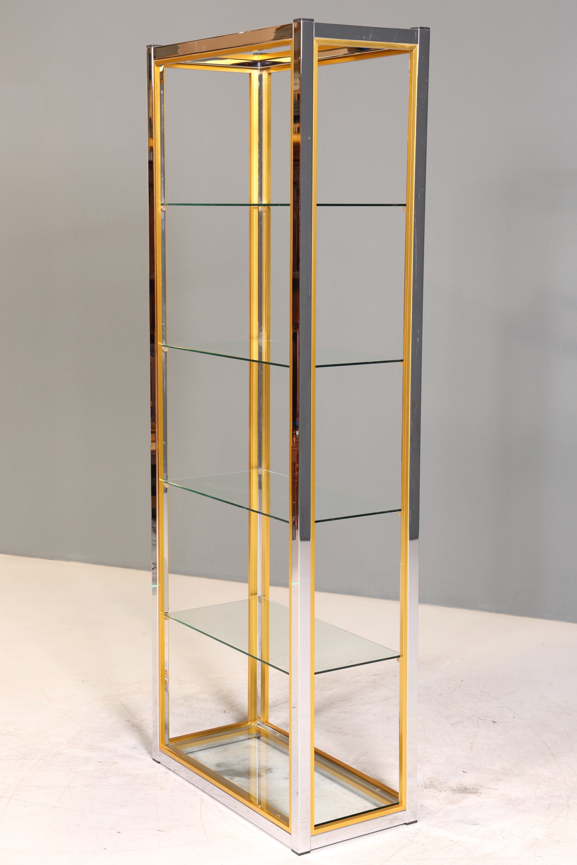 Wunderschönes Bücherregal Design by Renato Zevi Chrome Regal Mid Century Buchablage 1 von 2