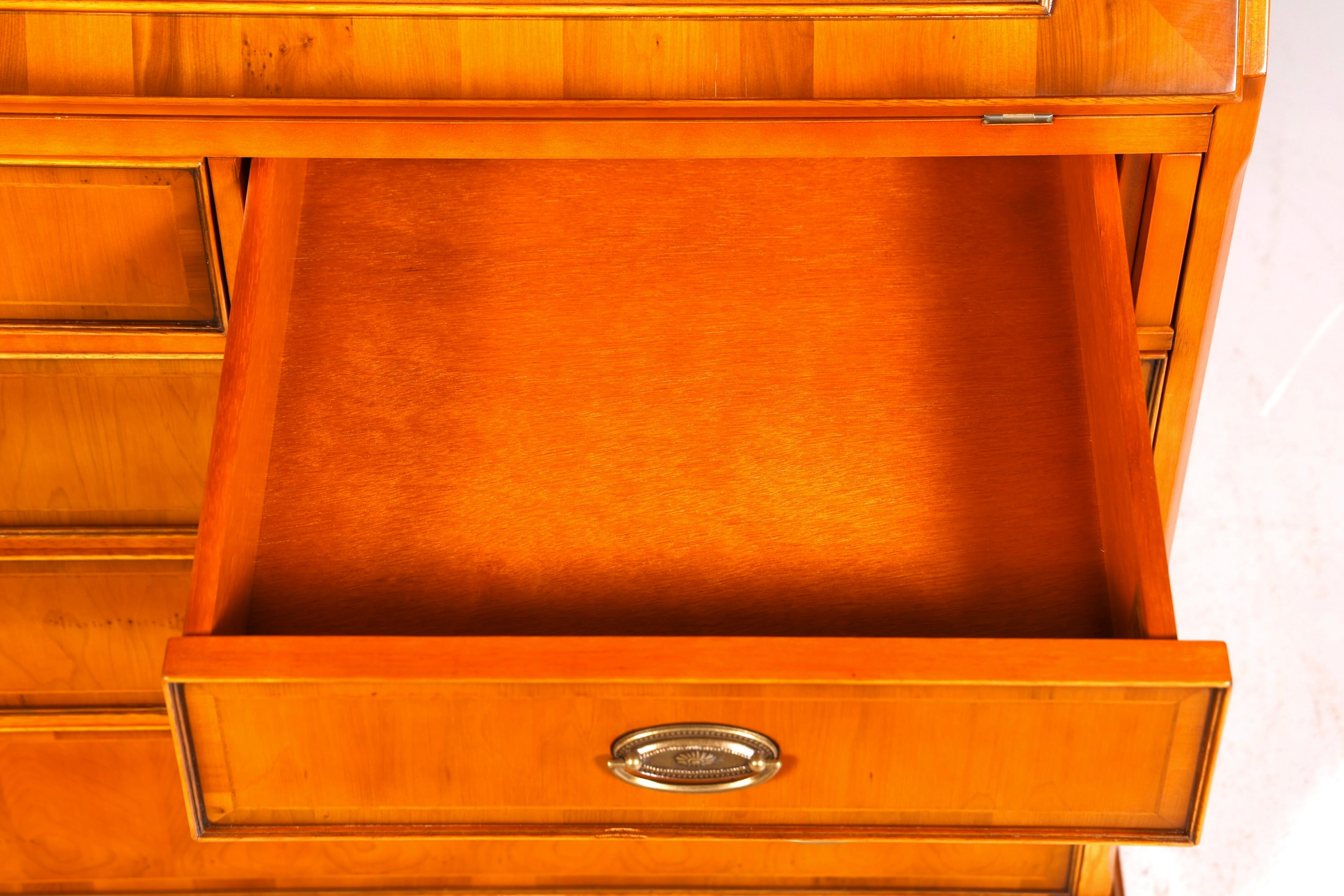 Stilvoller Englischer Sekretär Original Heldense Büro Aufsatzsekretär Eibe Antik 60S Vitrinen Schrank UK