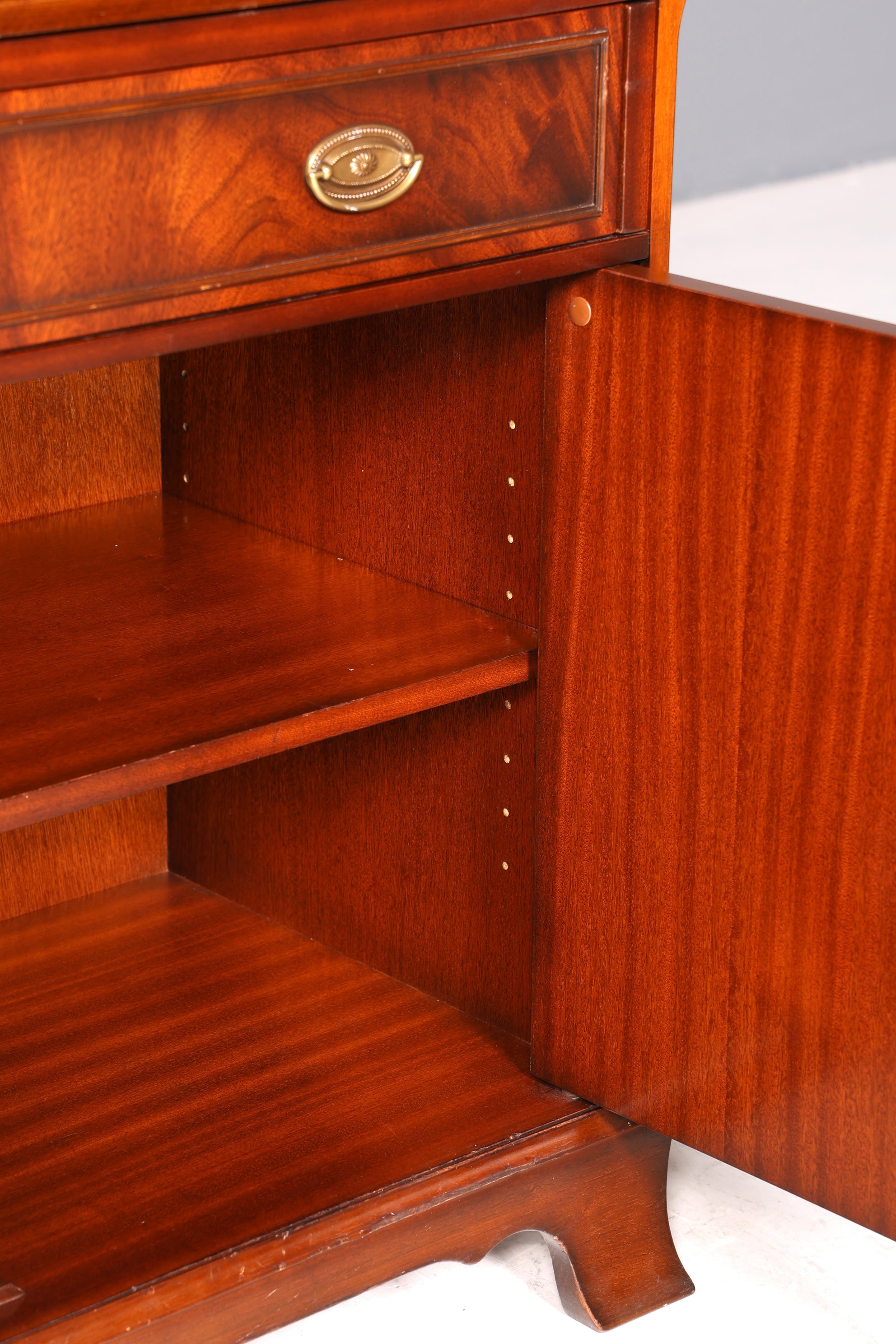 F943 Finish Stilvoller Englischer Sekretär Original Heldense Büro Aufsatzsekretär Eibe Antik 60S Vitrinen Schrank UK