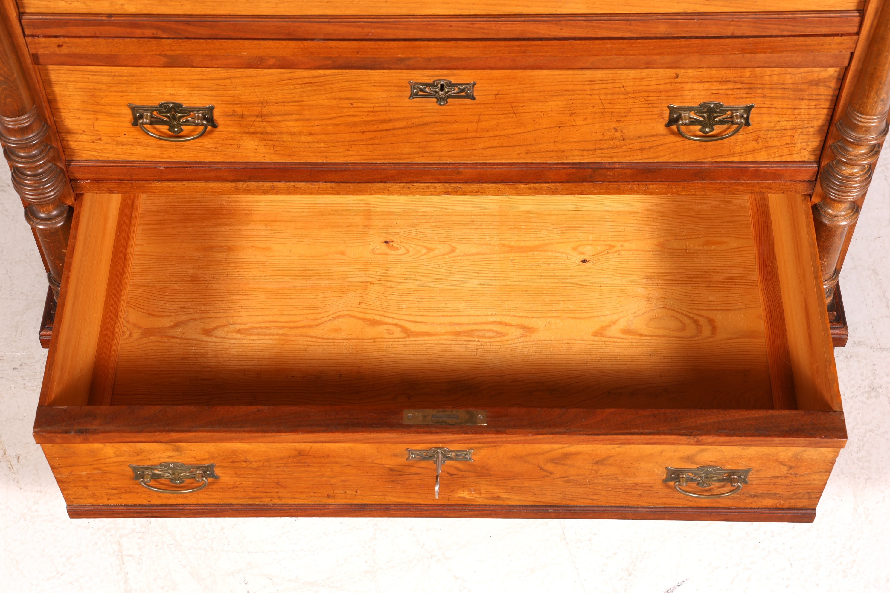 F972 Finish cm Traumhafte Louis Philippe Kommode mit Spiegelaufsatz Gründerzeit Holz Schrank Antik Flurschrank um 1880