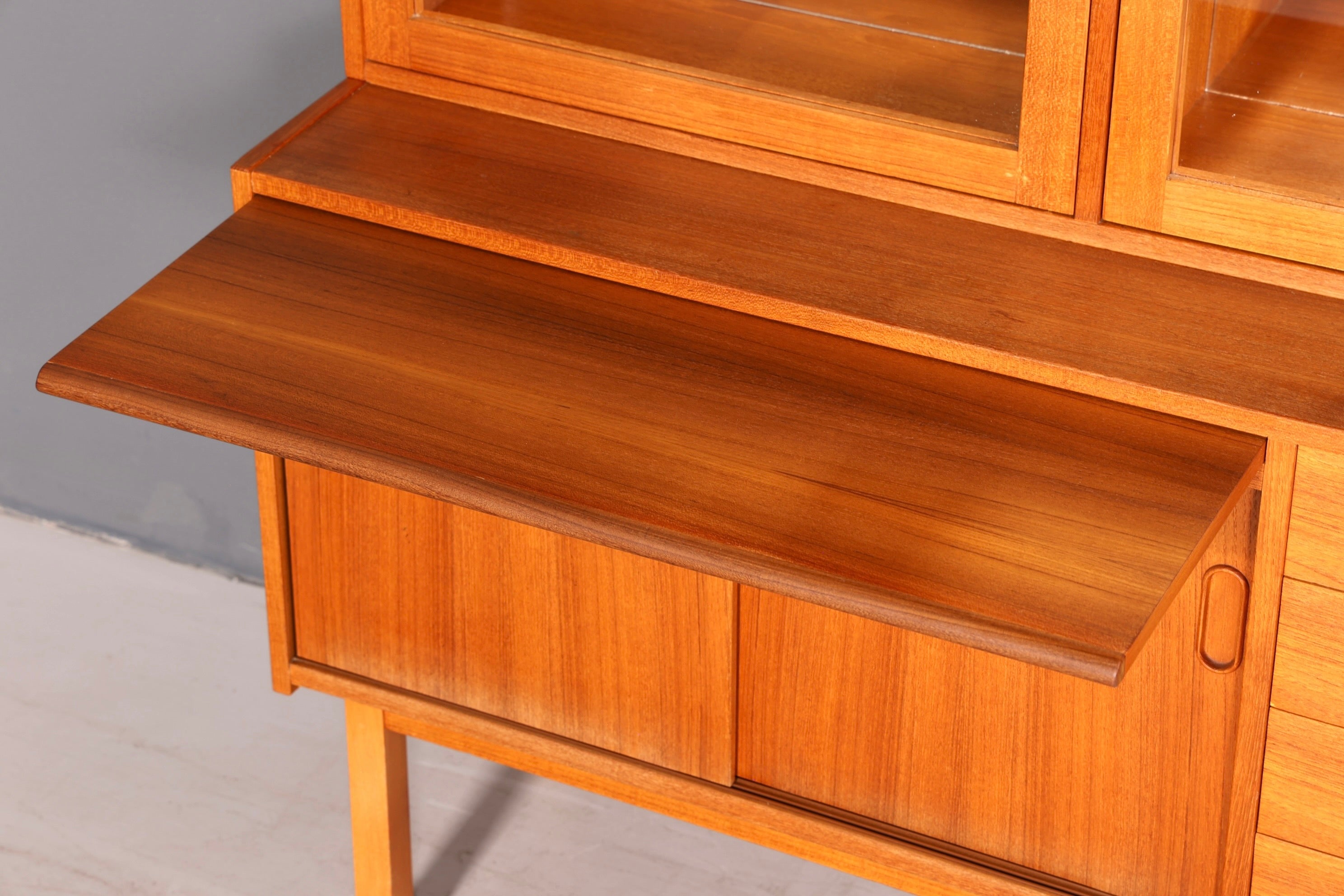Edles Mid Century Regal Danish Design Sideboard Bücherregal Teak Holz Vitrine Sekretär Schrank Highboard Vintage 60er
