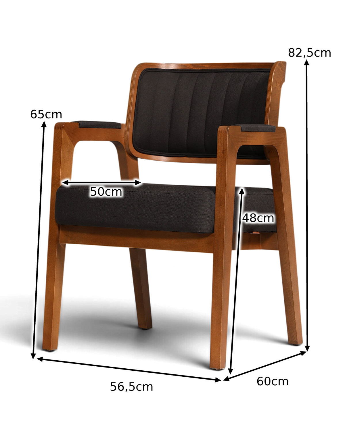 Noble armchair "LIMA" dining room chair with wickerwork black fabric upholstered chair kitchen chair