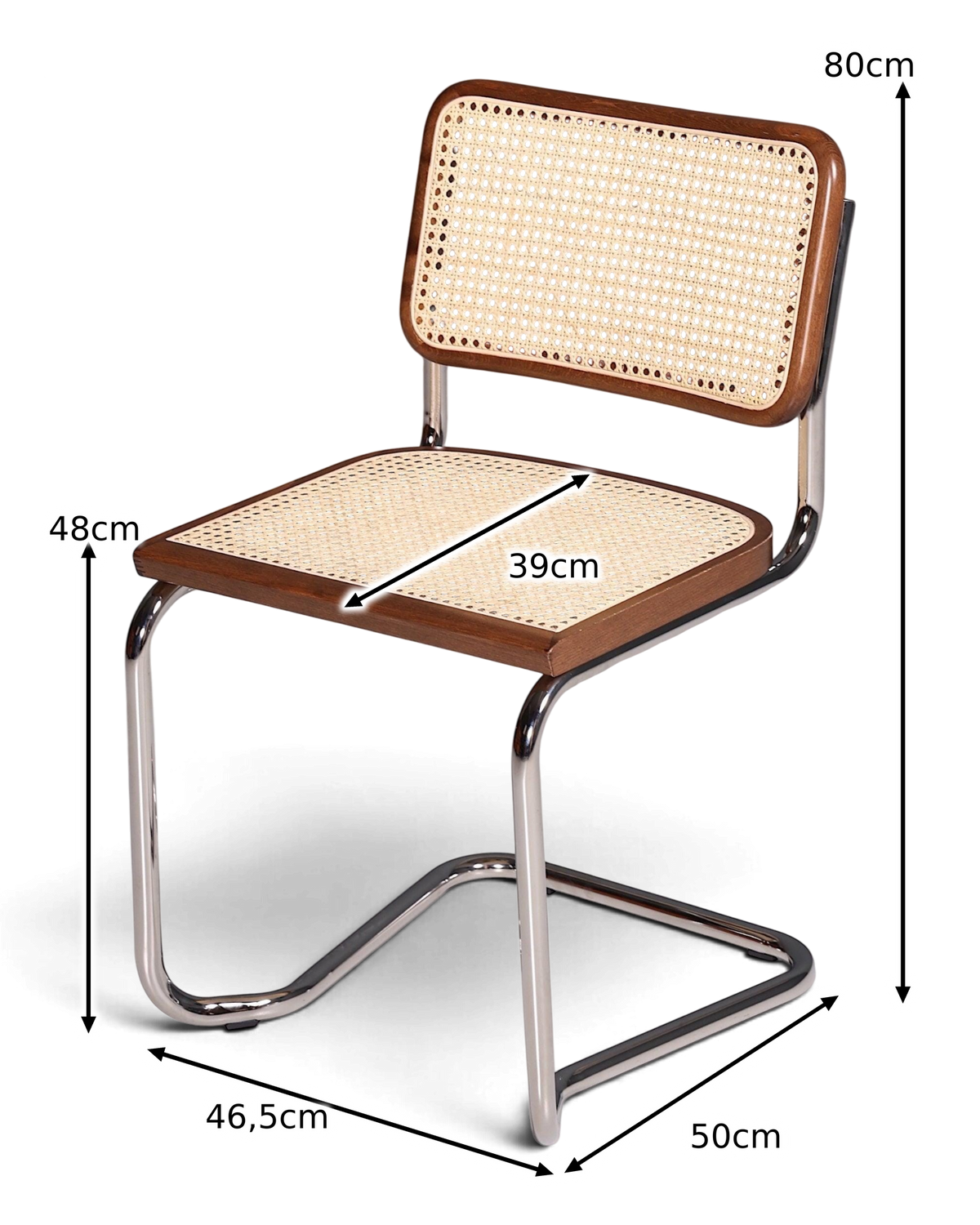 Milano Cantilever Chair Brown – Cane Webbing & Chrome Frame | Made in Italy