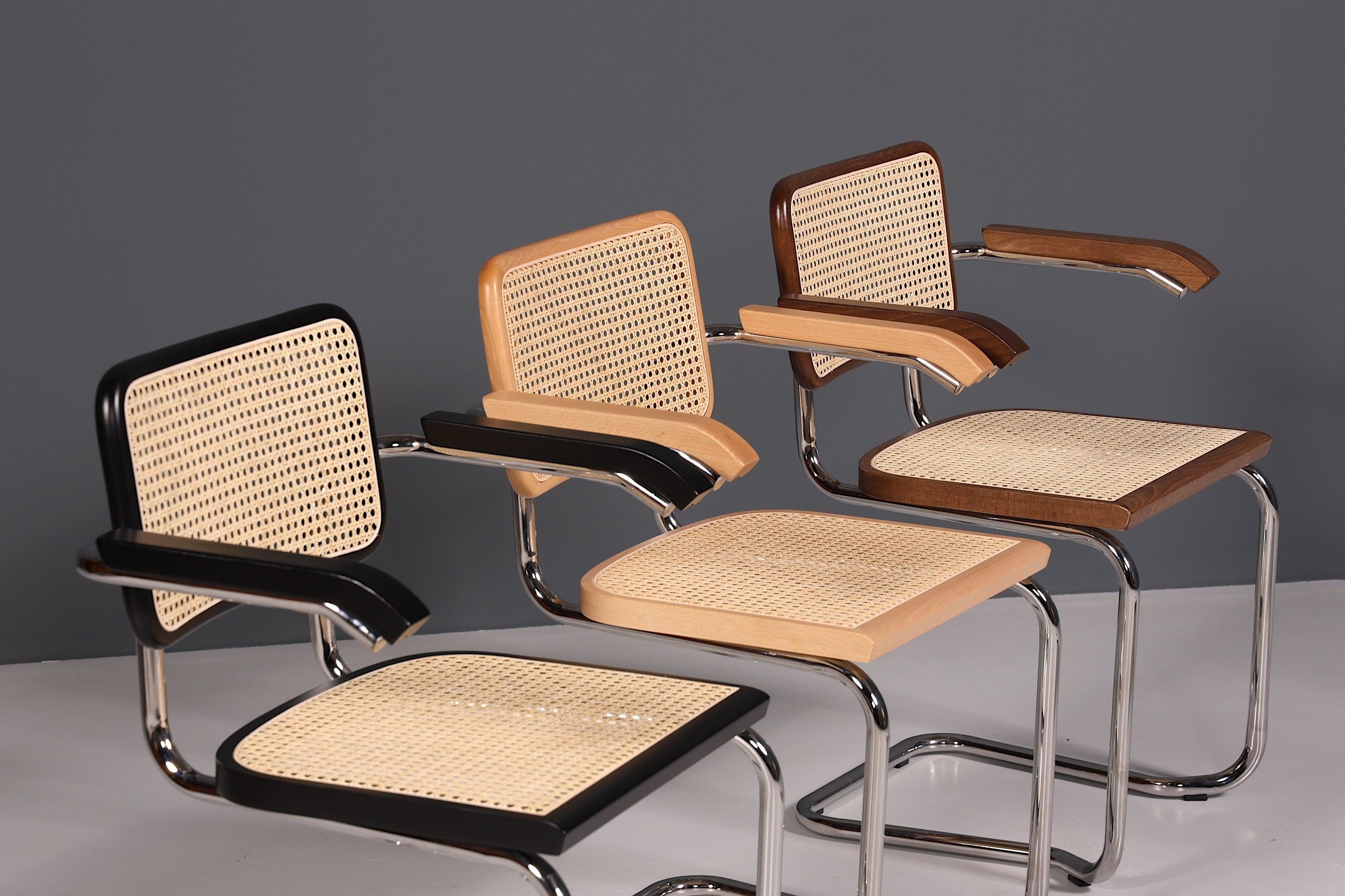 Korbgeflecht Freischwinger Stuhl "Milano" Made in Italy Beige Wippstuhl Küchenstuhl Esszimmer Stuhl