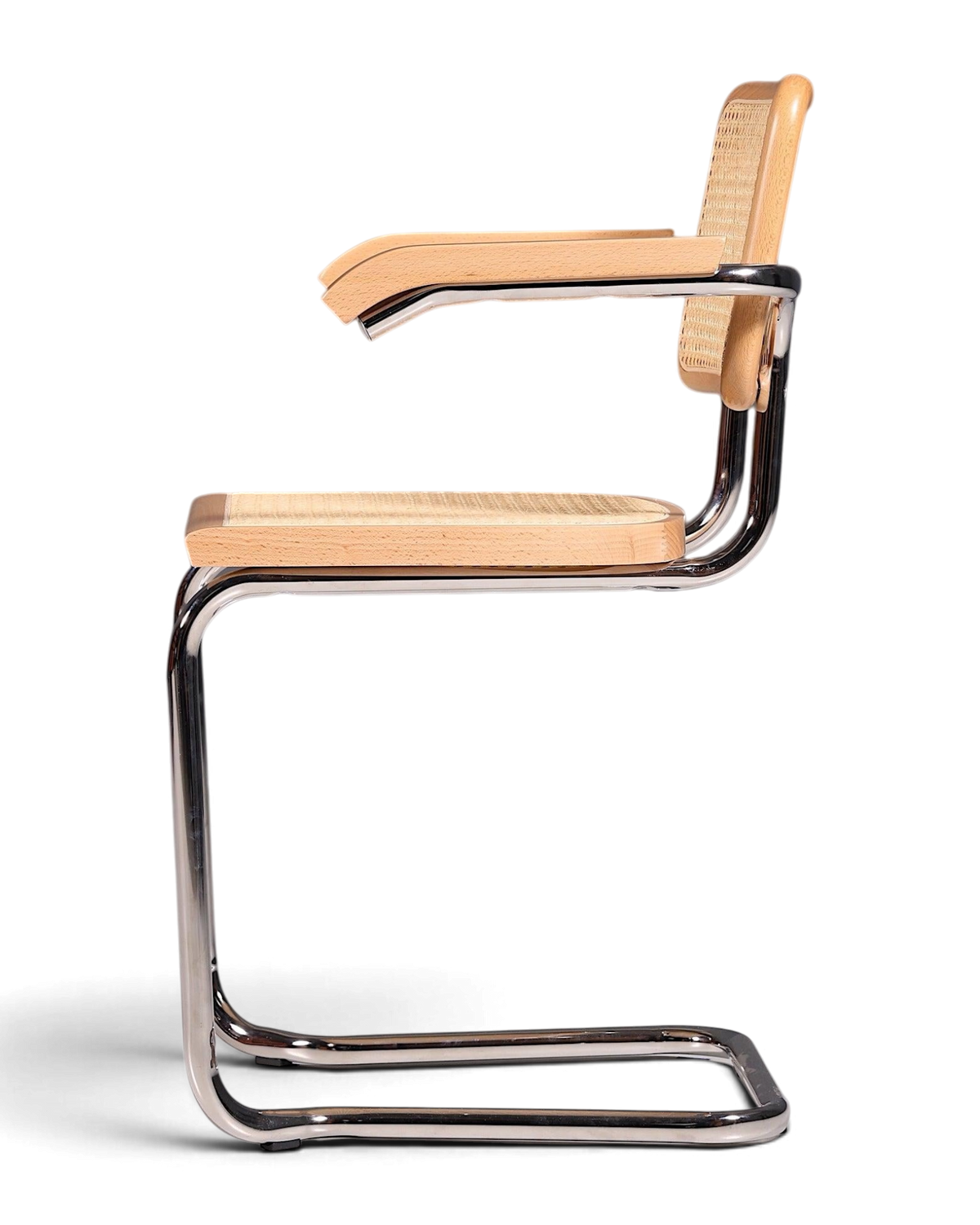 Korbgeflecht Freischwinger Armlehnstuhl "Milano" Made in Italy Beige Wippstuhl Sekretär Stuhl Esszimmer Stuhl