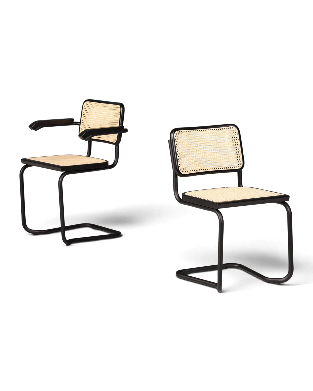 Freischwinger Stuhl "Milano" Made in Italy Schwarz Korbgeflecht Stuhl Wippstuhl Wiener Geflecht Küchenstuhl Sekretär Stuhl