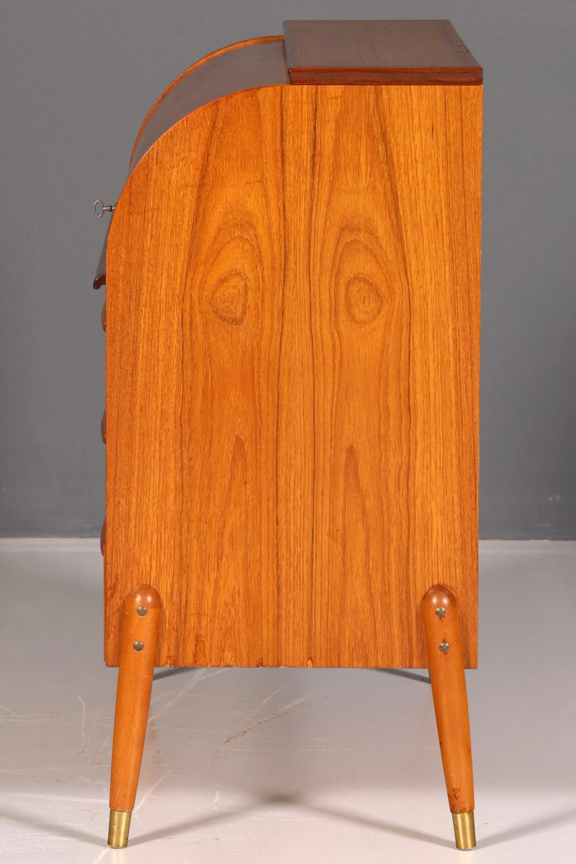Wunderschöner Mid Century Rollladen Sekretär Schreibkommode Büro Schrank Vintage 60s Holz
