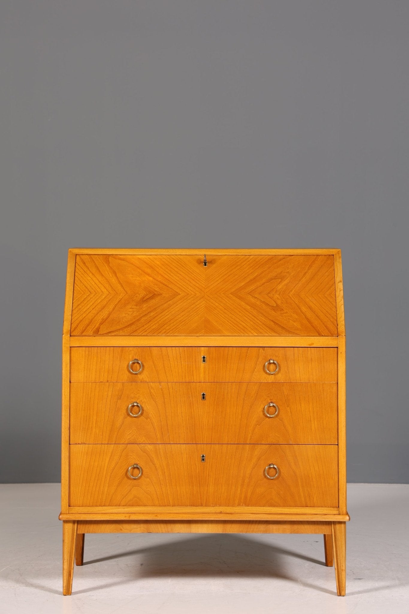 Schlichter Mid Century Sekretär Danish Design Retro Büro Schrank Vintage Büro Kommode