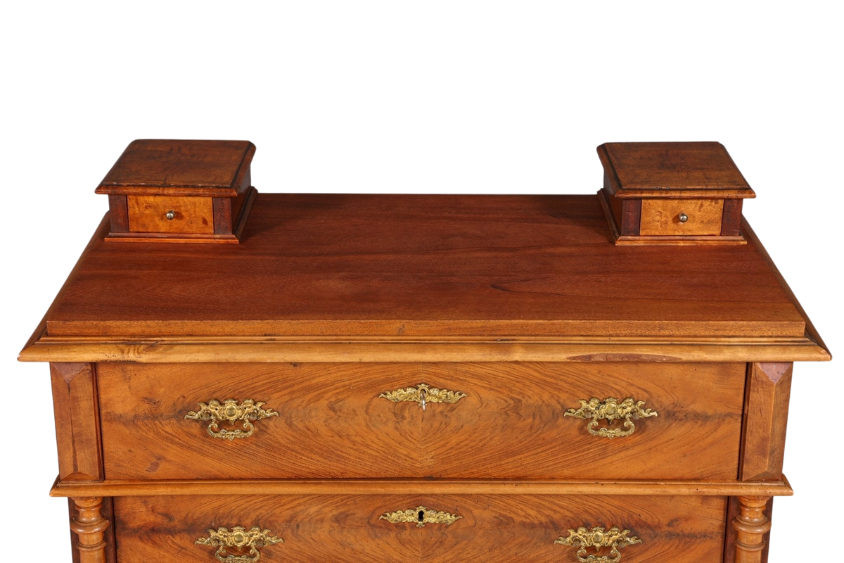 Wunderschöne Gründerzeit Kommode Louis Philippe Vertiko Nussbaum Sideboard um 1880