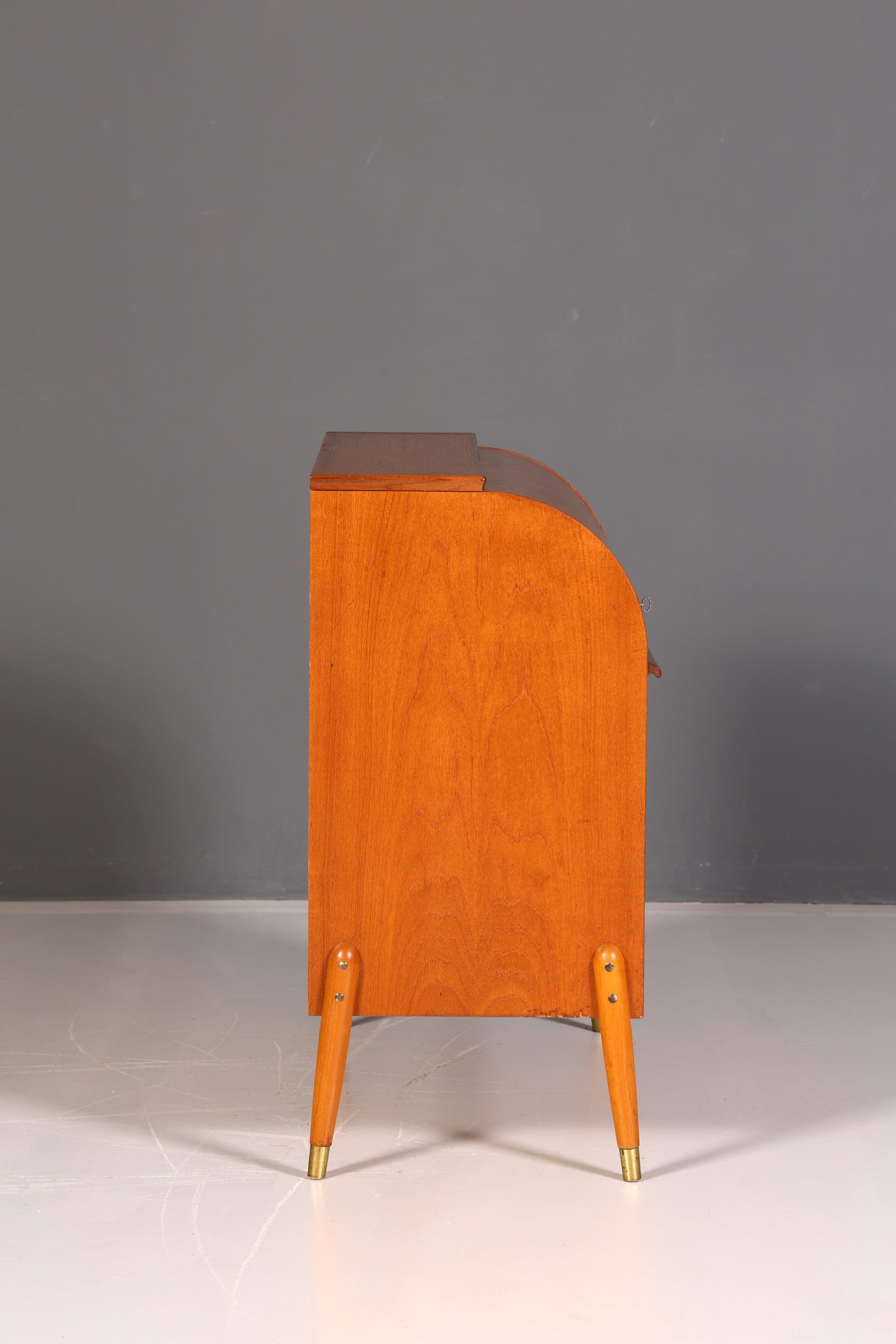 Wunderschöner Mid Century Rollladen Sekretär Schreibkommode Büro Schrank Vintage 60s Holz