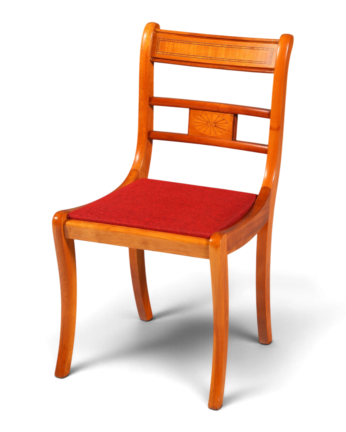 Hauptstadt Möblerei englischer Regency Stuhl aus Holz mit rotem Polster im 60er Jahre Vintage Design
