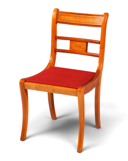 Hauptstadt Möblerei englischer Regency Stuhl aus Holz mit rotem Polster im 60er Jahre Vintage Design
