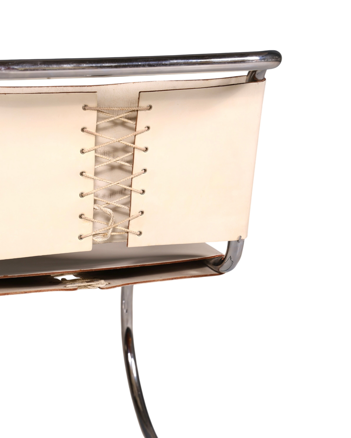 Edler Original Knoll International Freischwinger Stuhl MR Chair Mies van der Rohe Chrom Leder Weiß Bauhaus Designklassiker Sekretär Stuhl Esszimmer Stuhl 2 von 2