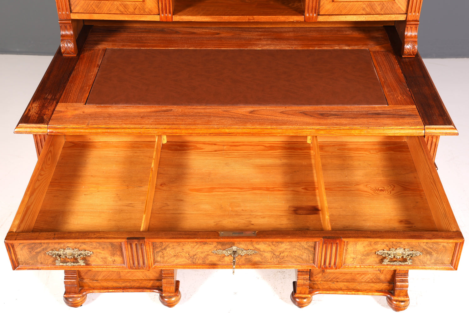 Traumhafter Gründerzeit Schreibtisch mit Aufsatz Jugendstil Bürotisch echt Holz Antik Office Desk