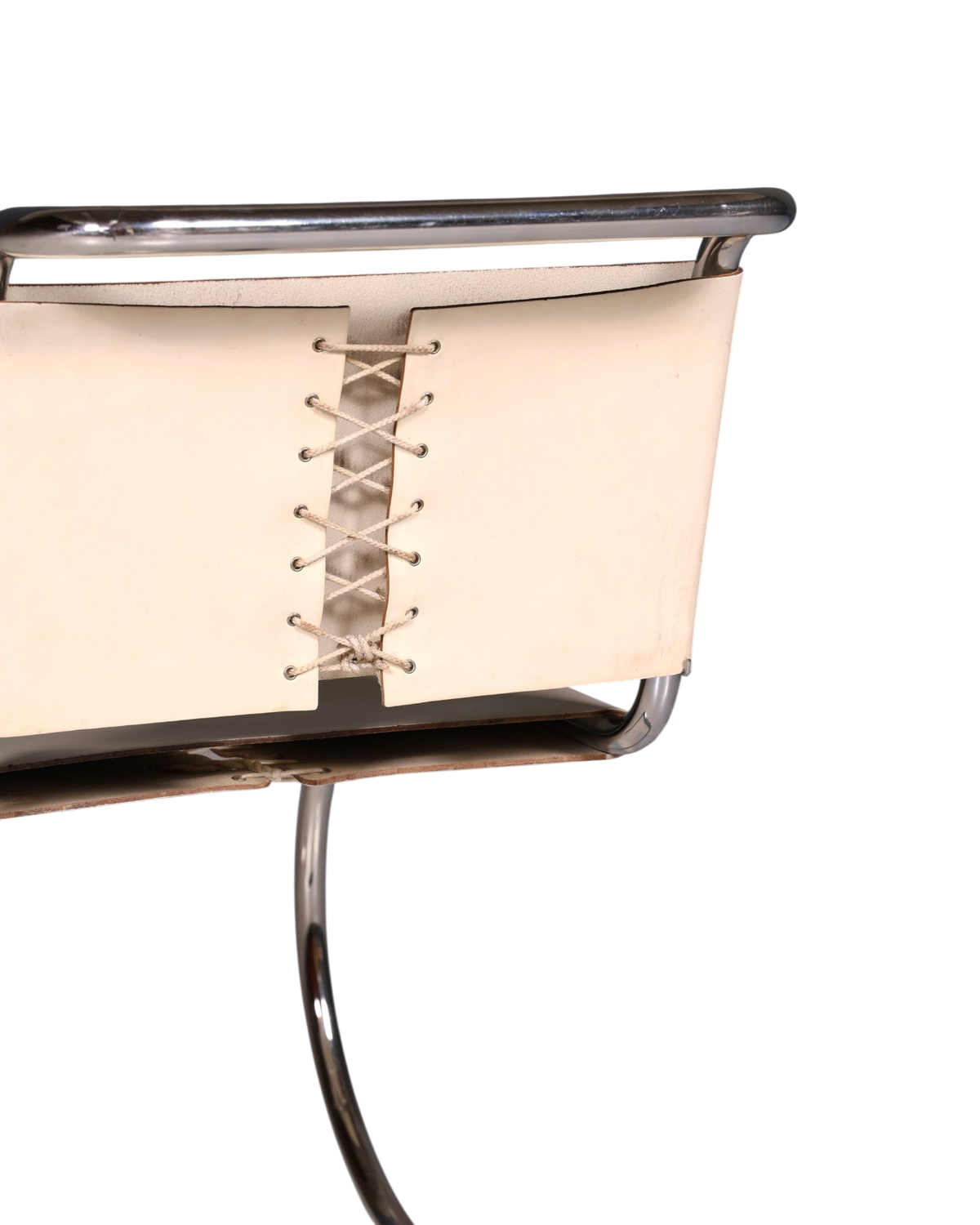 Edler Original Knoll International Freischwinger Stuhl MR Chair Mies van der Rohe Chrom Leder Weiß Bauhaus Sekretär Stuhl Esszimmer Stuhl 1 von 2