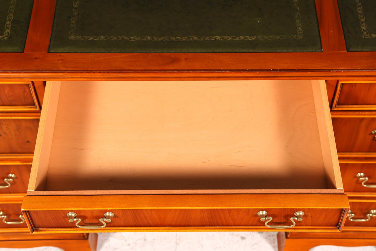 Beautiful English desk yew real leather inlay office desk executive desk