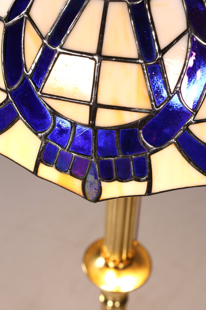 Traumhafte Antike Tiffany Lampe Glaslampenschirm Messingfuß Stehlampe Leselampe